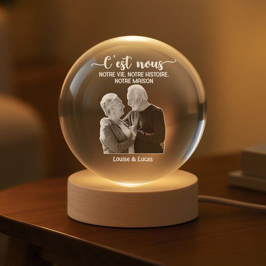 5091LFR2 veilleuse boule de cristal personnalisee couple cest nous cest notre vie 5091l8v5g