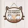 5094QFR2 plaque en bois personnalisee avec chat a suspendre nous gouvernons la maison 5094q8itd