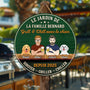 5095QFR2 plaque en bois personnalisee couple a suspendre grill  chill avec les chiens 5095q3hmc
