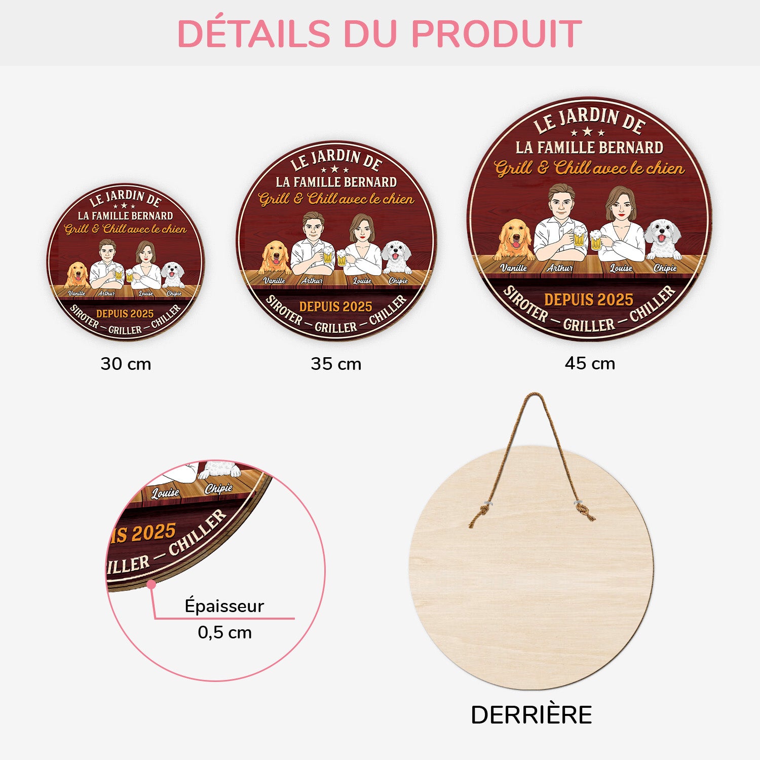 5095QFR3 plaque en bois personnalisee couple a suspendre grill  chill avec les chiens 5095q3hmc
