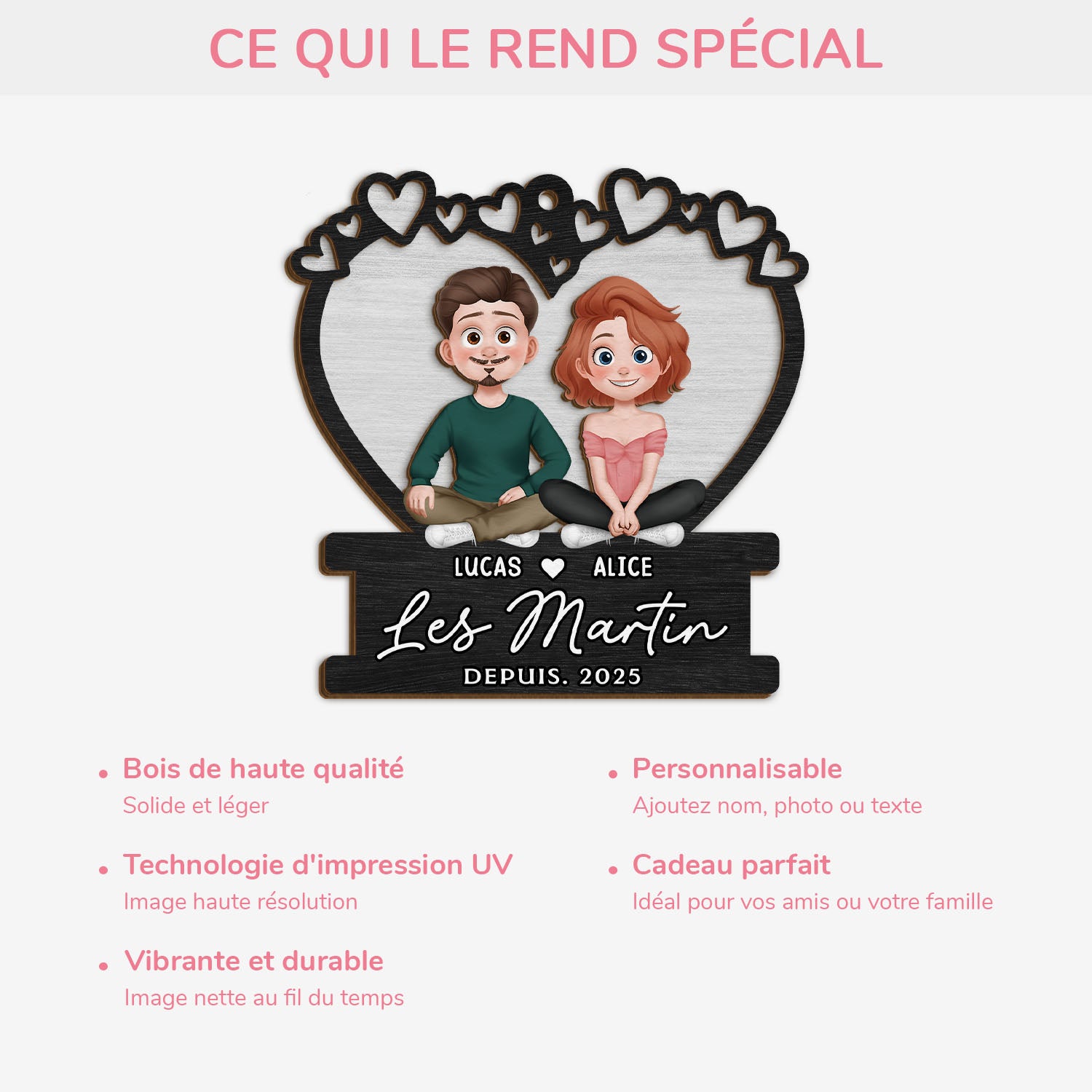 5110OFR4 ornement en bois a deux couche personnalise cadeau de noel pour couple 5110o6v5g