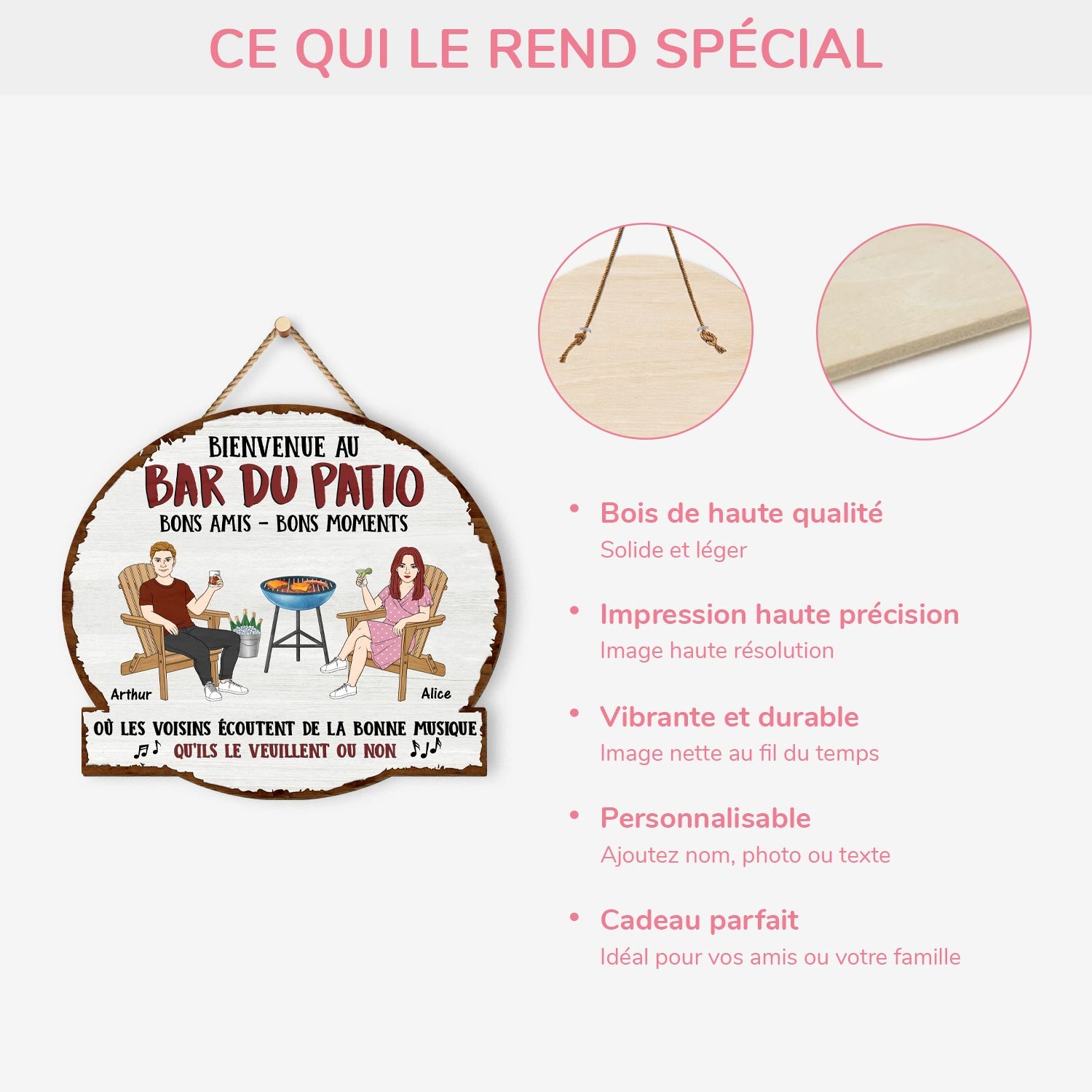 5111QFR4 plaque en bois personnalisee couple a suspendre bons amis bons moments 5111q6kai