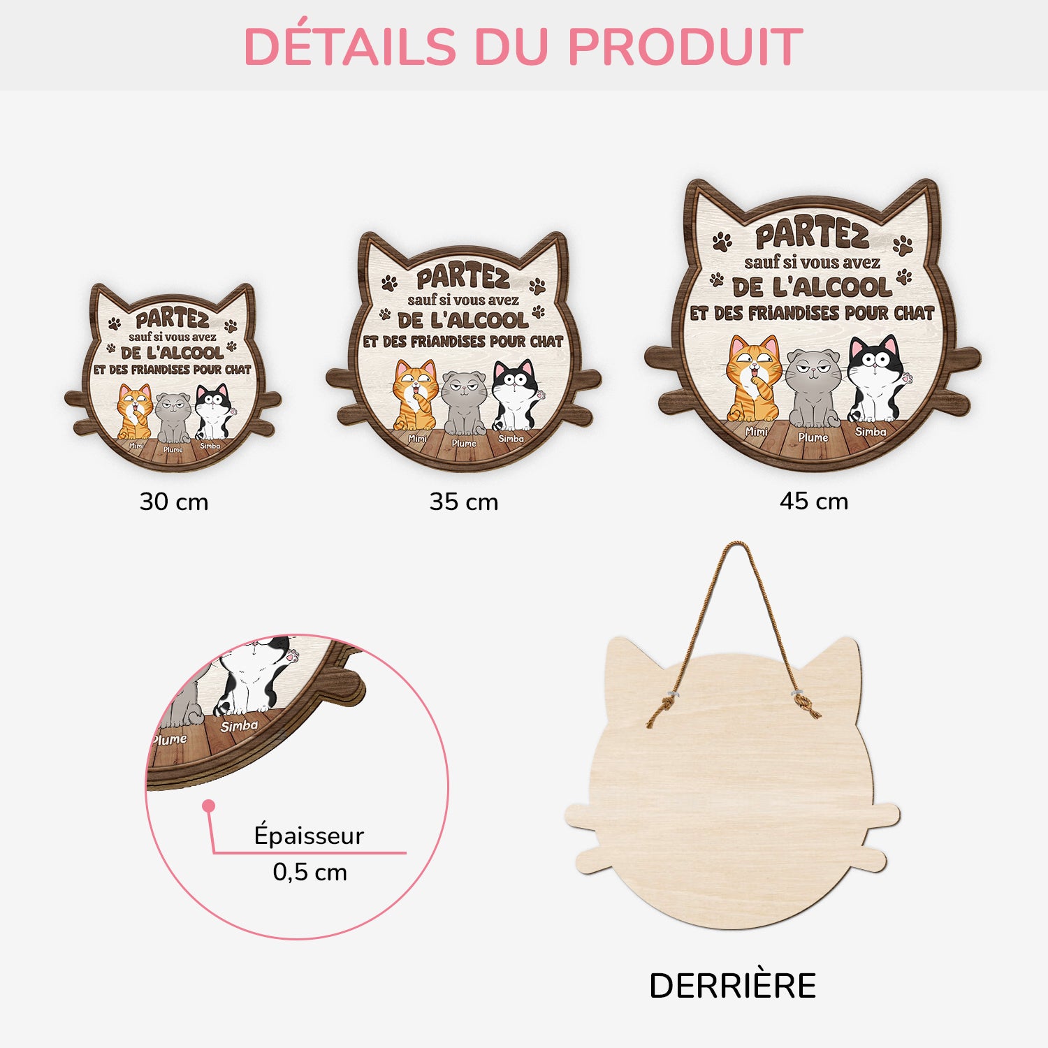 5116QFR3 plaque en bois personnalisee avec chat a suspendre partez sauf si 5116q6ynd