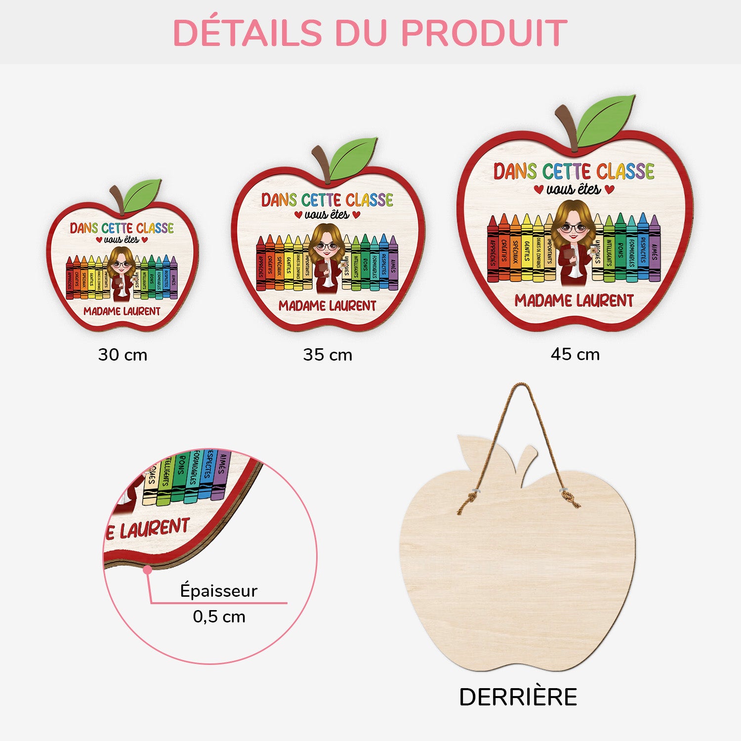 5118QFR3 plaque en bois personnalisee maitresse a suspendre dans cette classe 5118q66ta