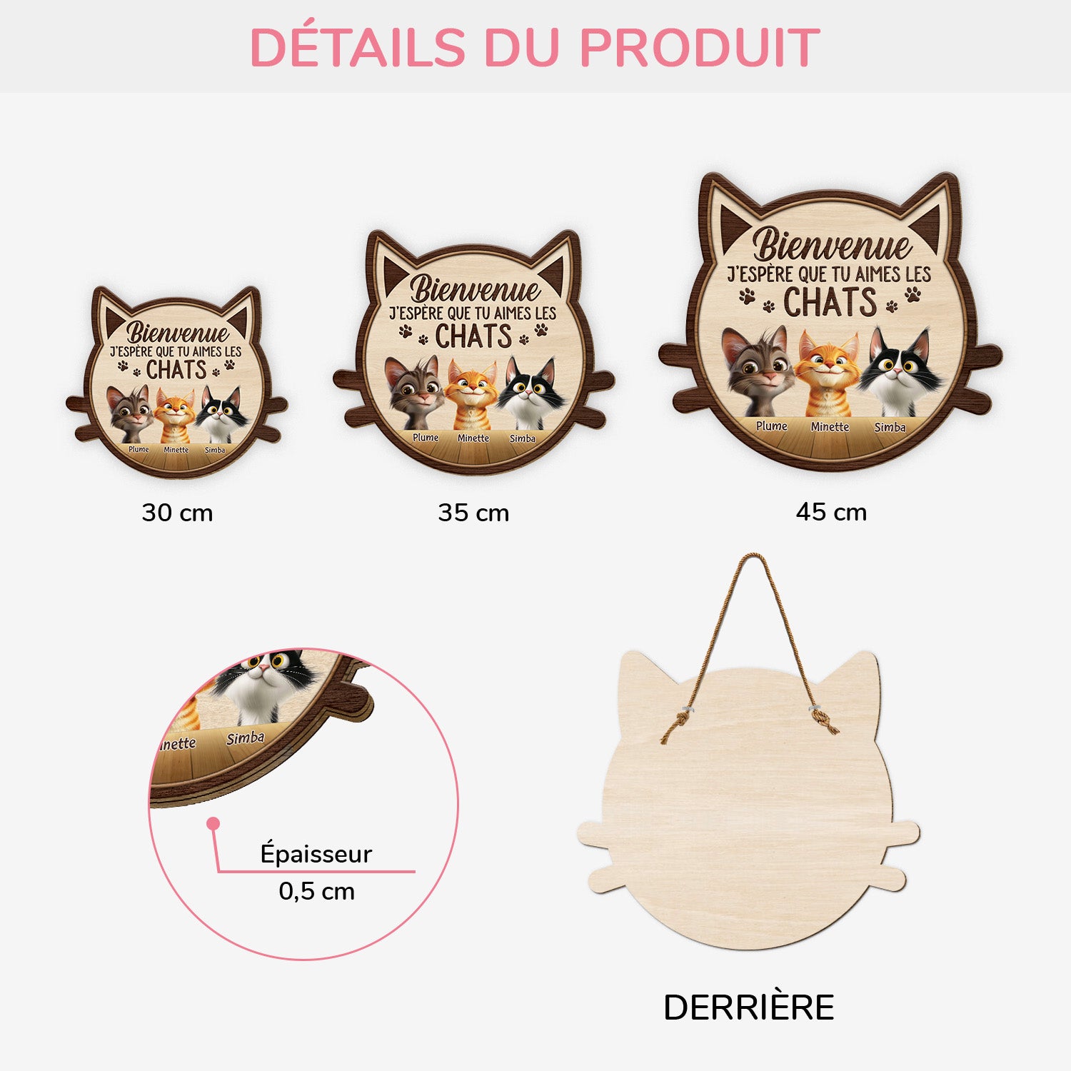 5121QFR3 plaque en bois personnalisee a suspendre jespere que tu aimes les chats 5121q3ymd
