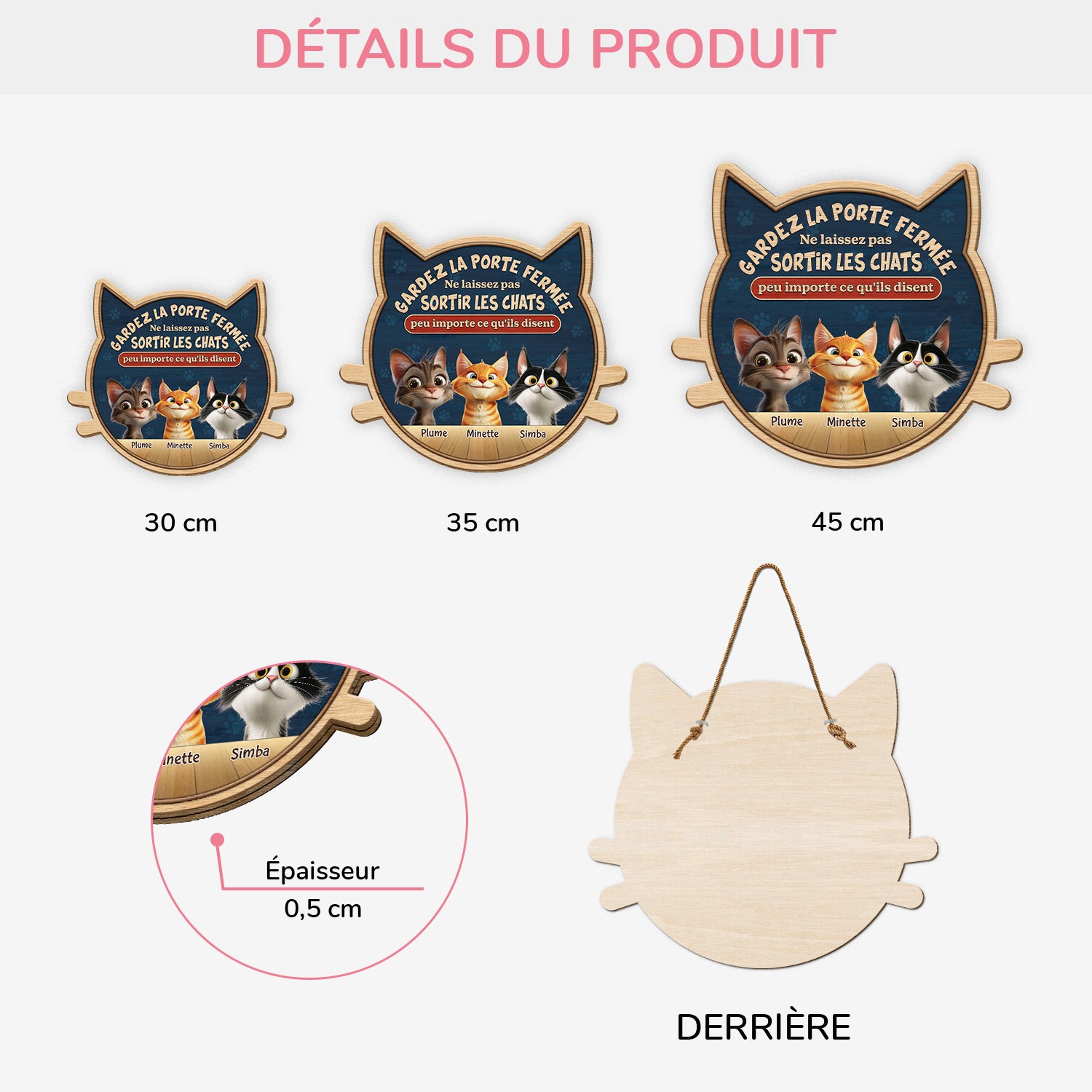5123QFR3 plaque en bois personnalisee avec chien a suspendre gardez la porte fermee 5123q3gmd
