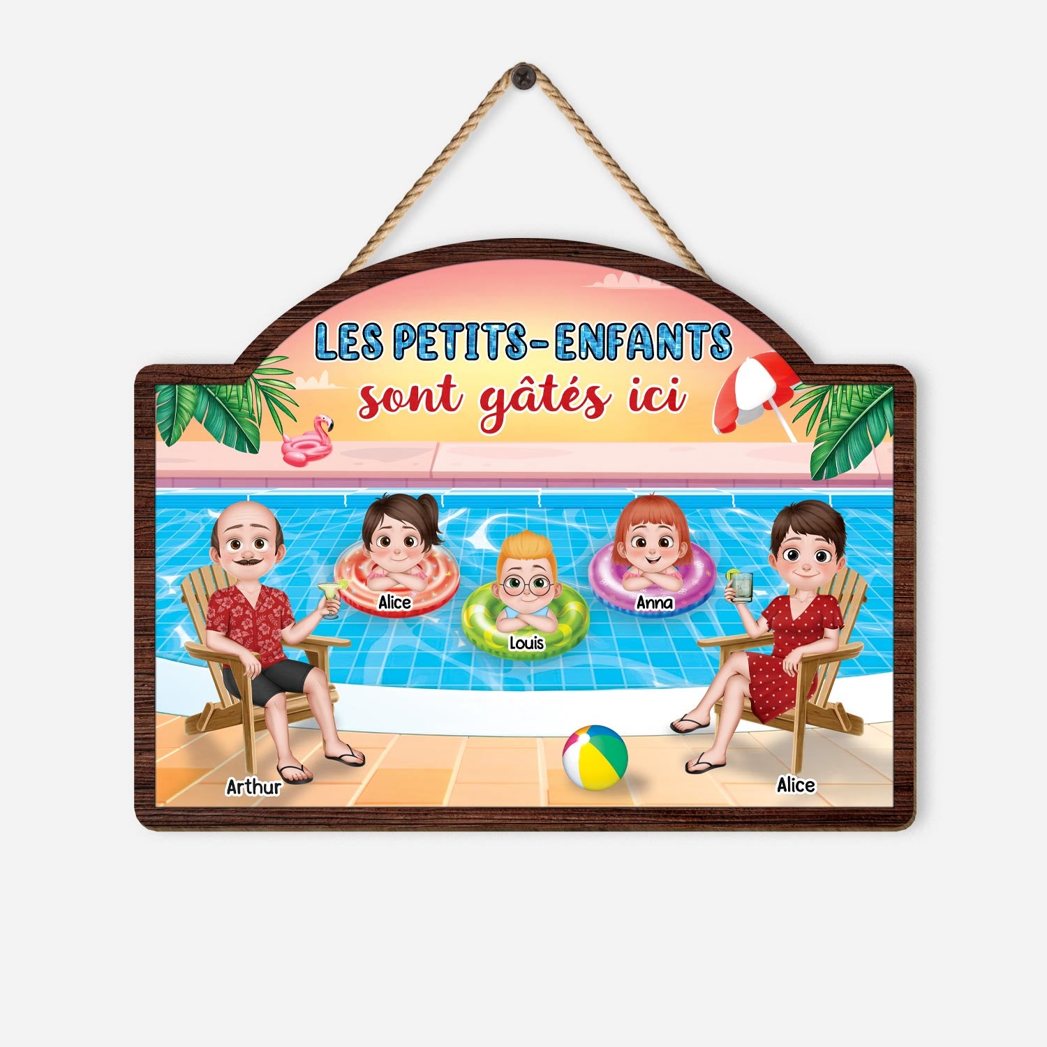 5127QFR1 plaque en bois personnalisee a suspendre les petits enfants sont gates ici 5127q3mai