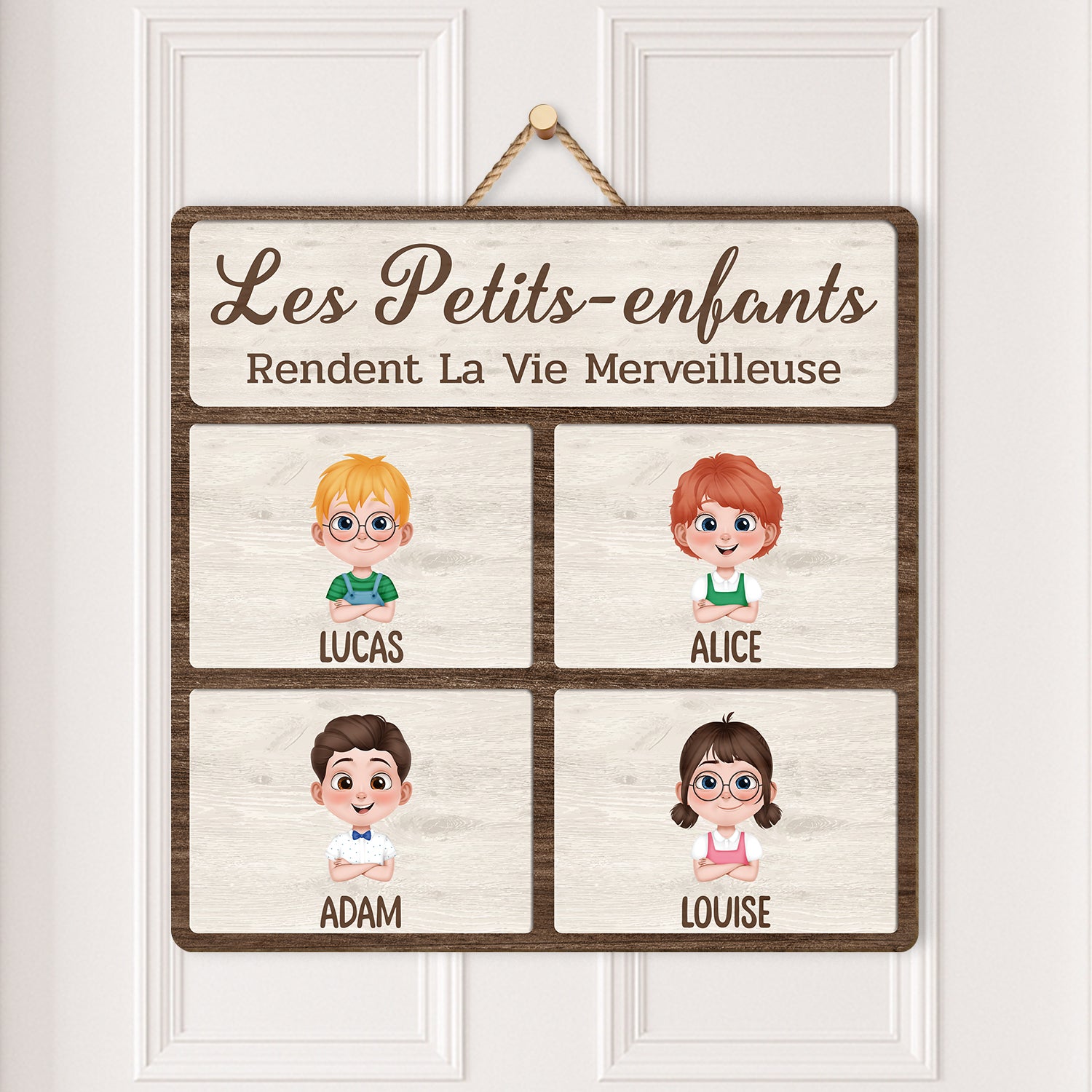 5130QFR2 plaque en bois personnalisee a suspendre les petits enfants rendent la vie merveilleuse 5130qtmna