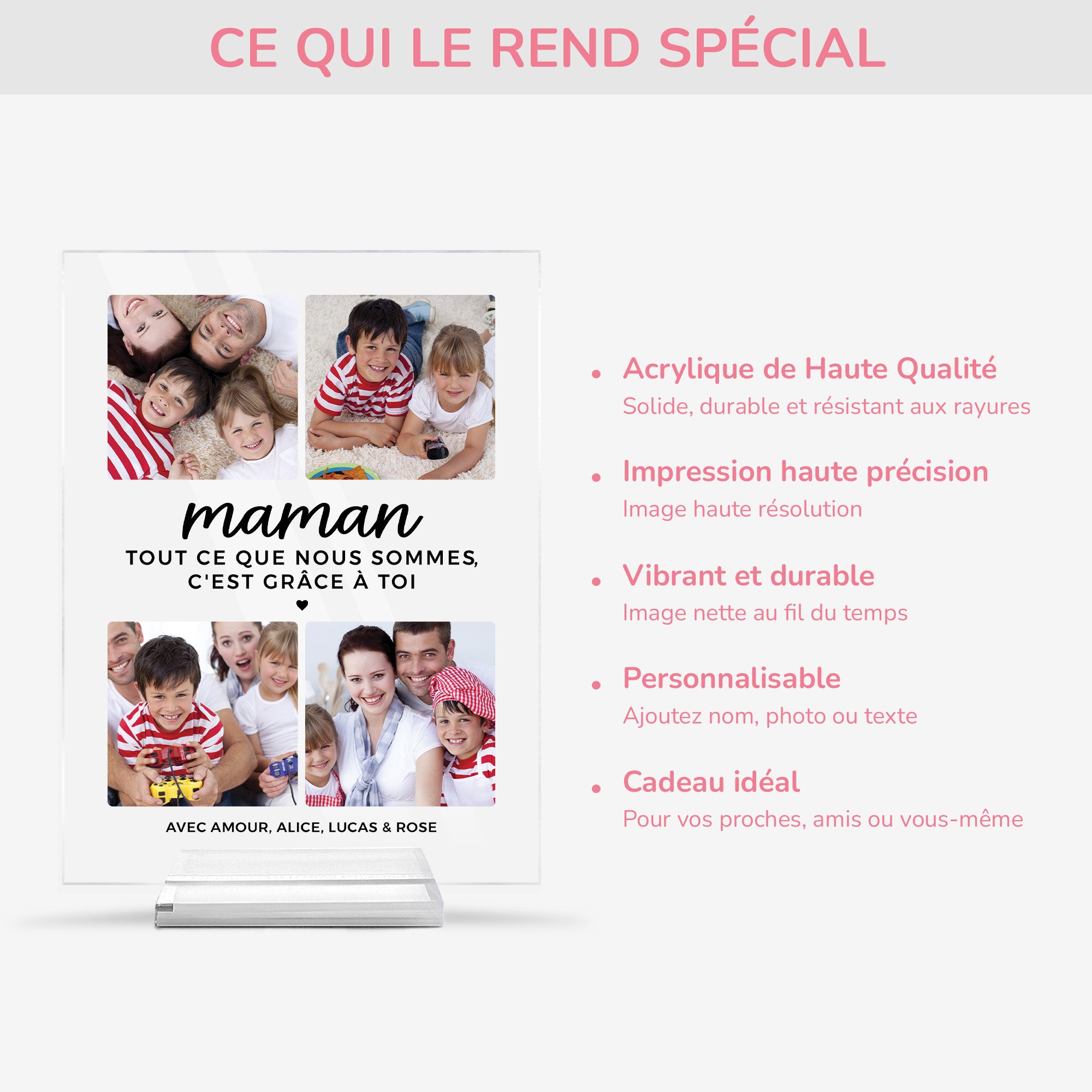 5137RFR5 plaque en acrylique personnalisee photo pour maman cest grace a toi 5137rkuma