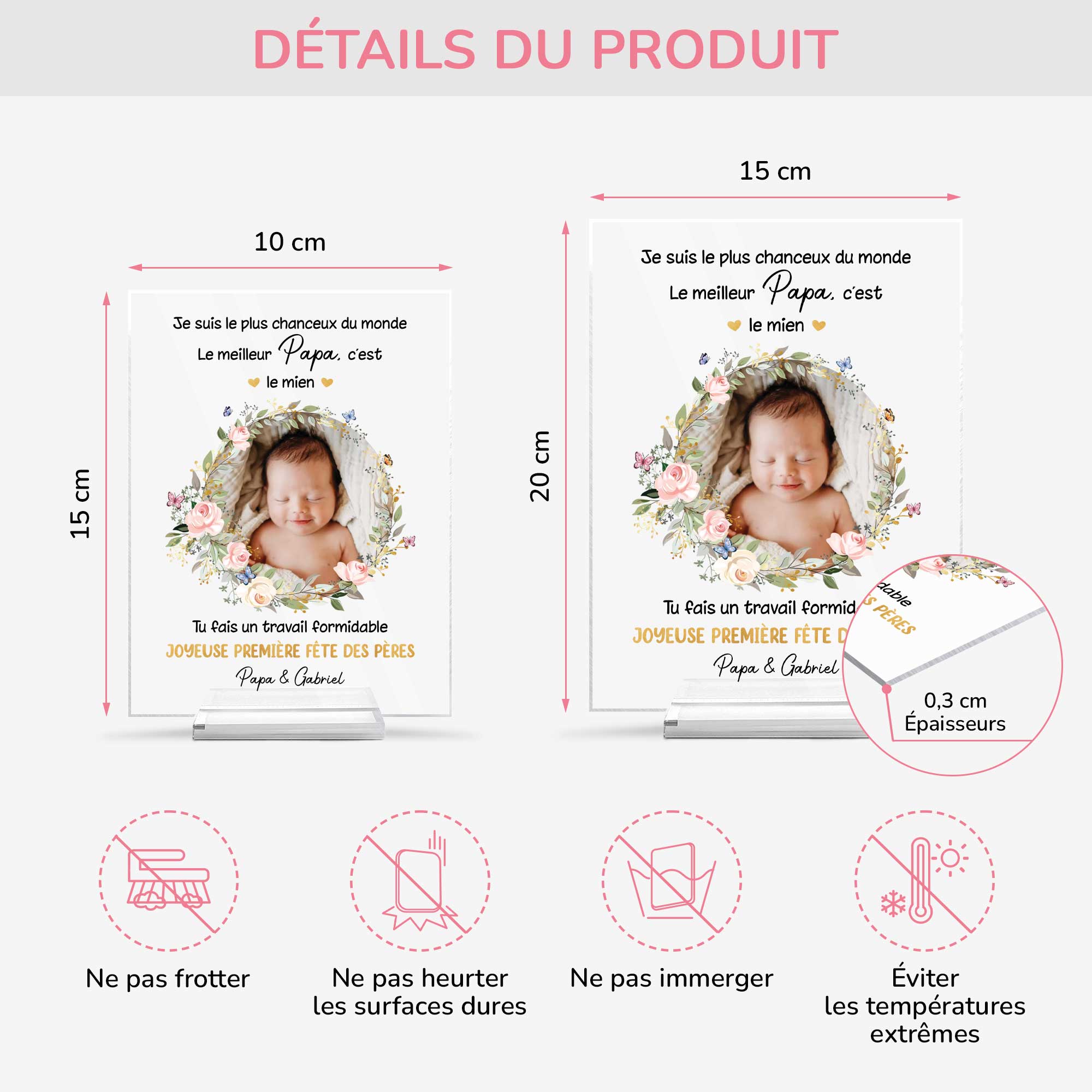 5139RFR4 plaque en acrylique personnalisee photo la meilleure maman du bebe 5139r86ab