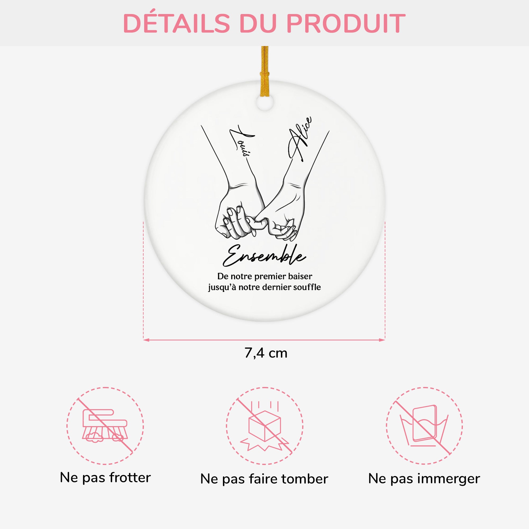 5150OFR3 ornement ceramique personnalise couple ensemble 5150otqng
