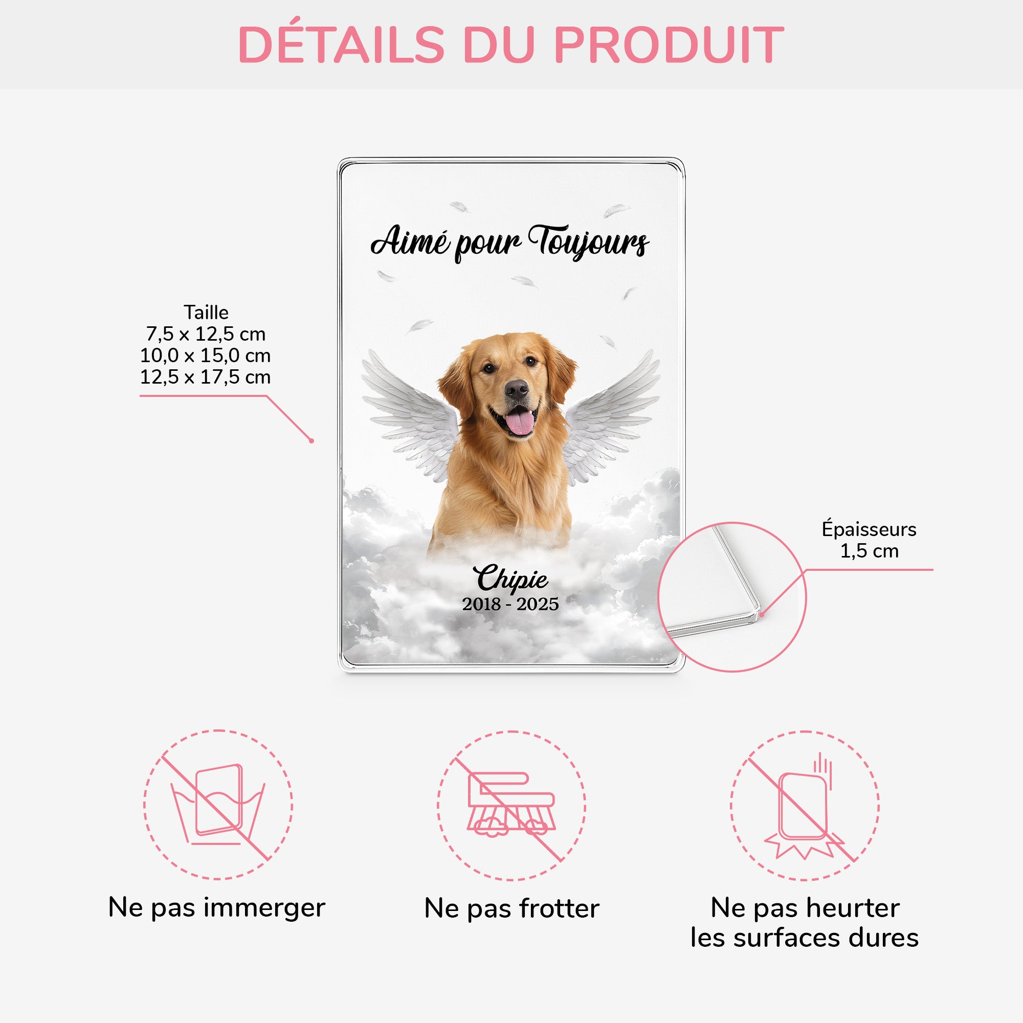 5155RFR3 plaque en acrylique personnalisee avec photo chien aimee pour toujours 5155r