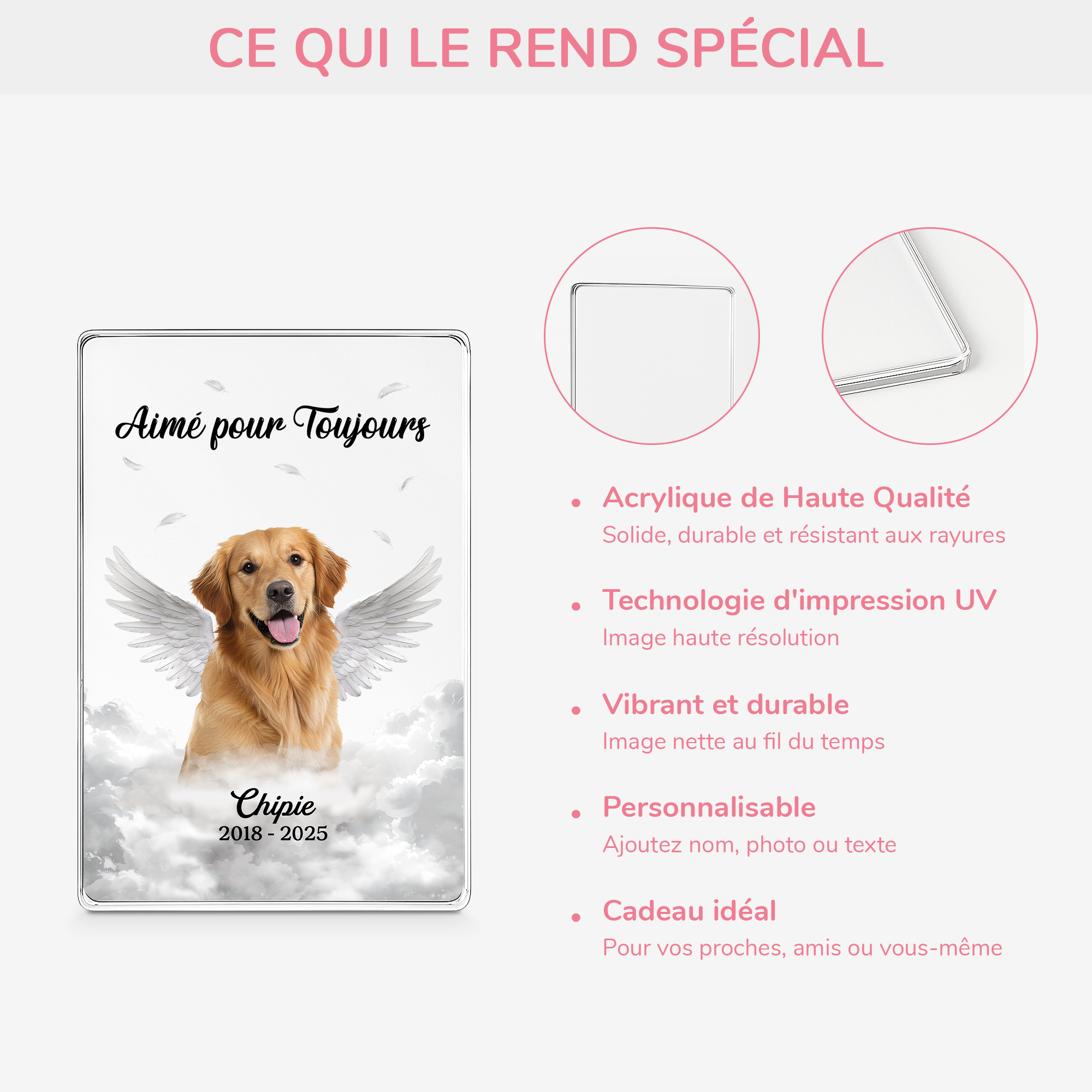 5155RFR4 plaque en acrylique personnalisee avec photo chien aimee pour toujours 5155r
