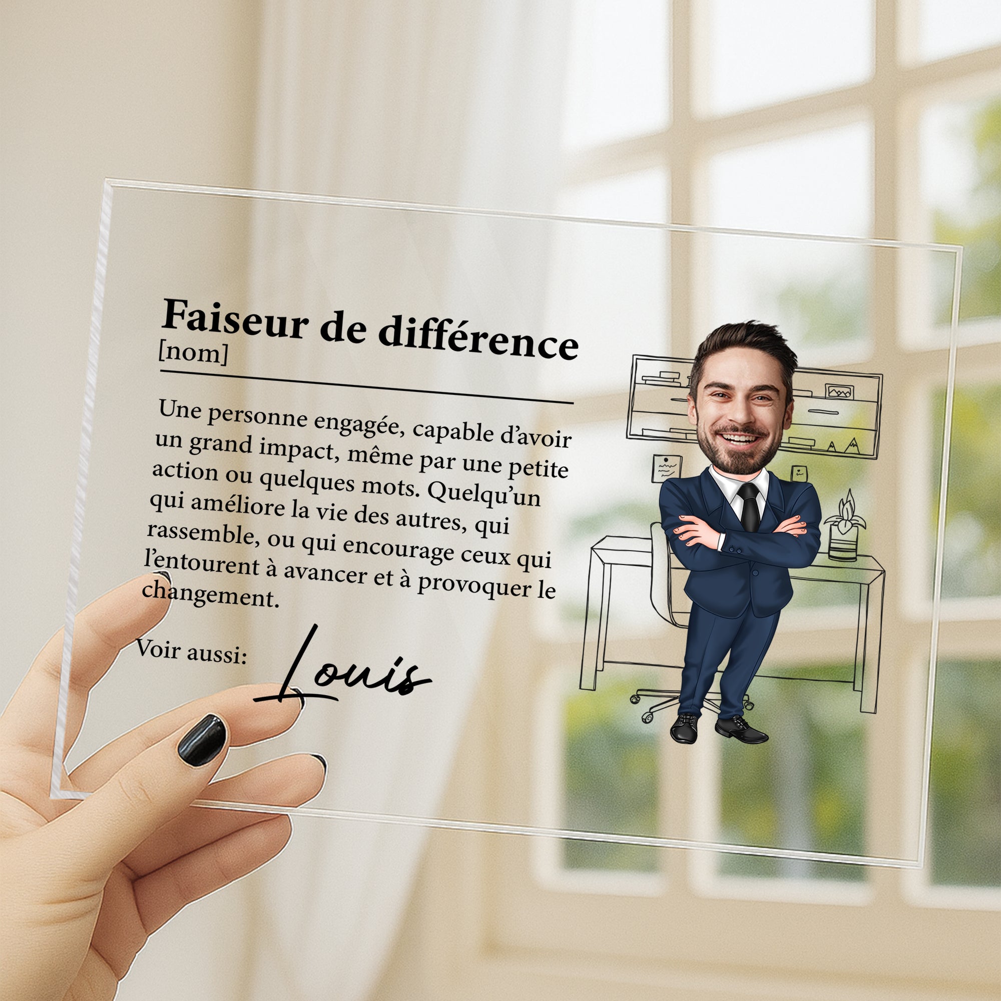 5179RFR3 plaque en acrylique personnalisee avec photo faiseur de difference 5179r6mza