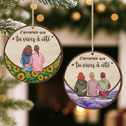 5198OFR2 ornement noel en bois a 1 couche personnalise pour amie vivre a cote 5198o3zzf