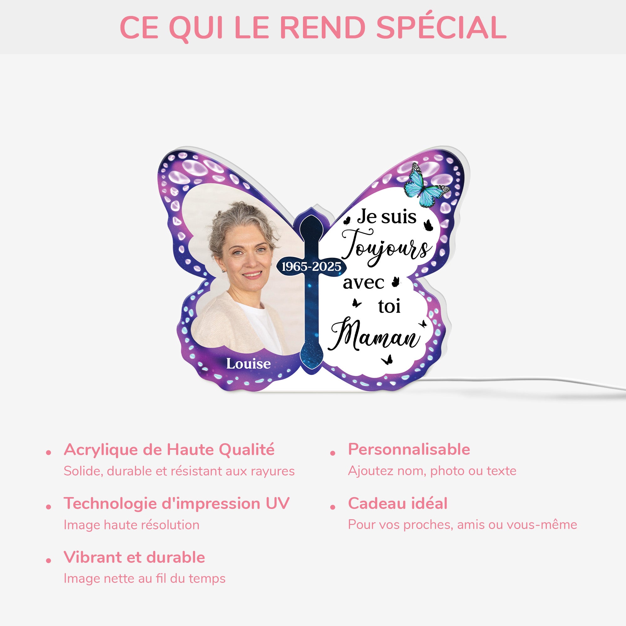 5203LFR4 lightbox personnalisable toujours avec toi cadeau commemoratif maman 5203l8lma