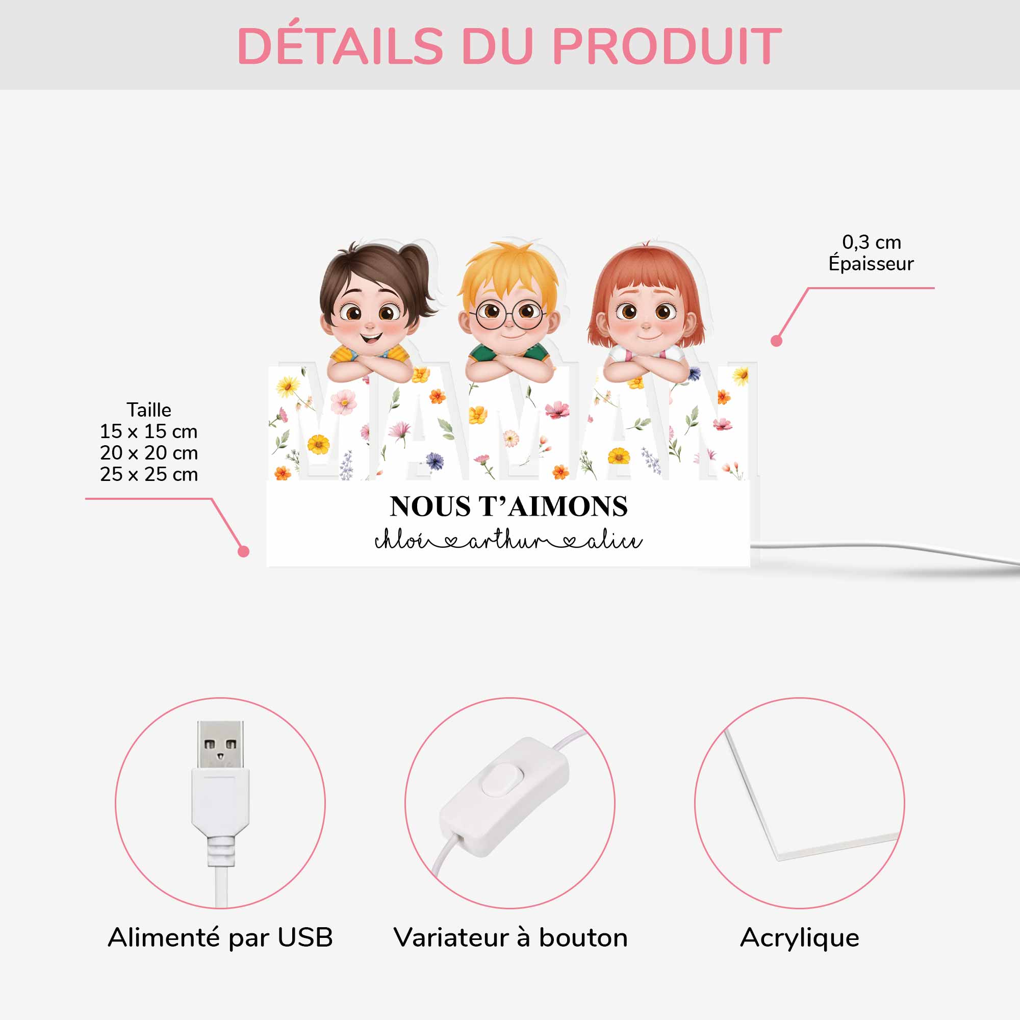 5215LFR3 lightbox personnalisable pour maman nous taimons 5215l8yaa
