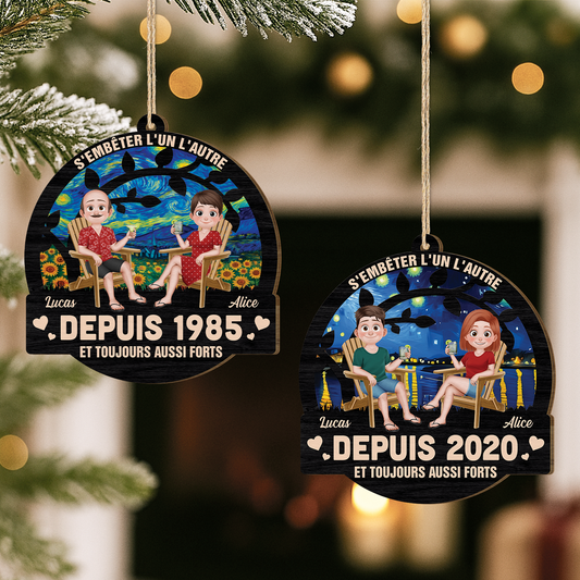 5216OFR2 ornement noel en bois a 1 couche personnalise pour couple homosexuel sembeter lun lautre 5216o3mmg
