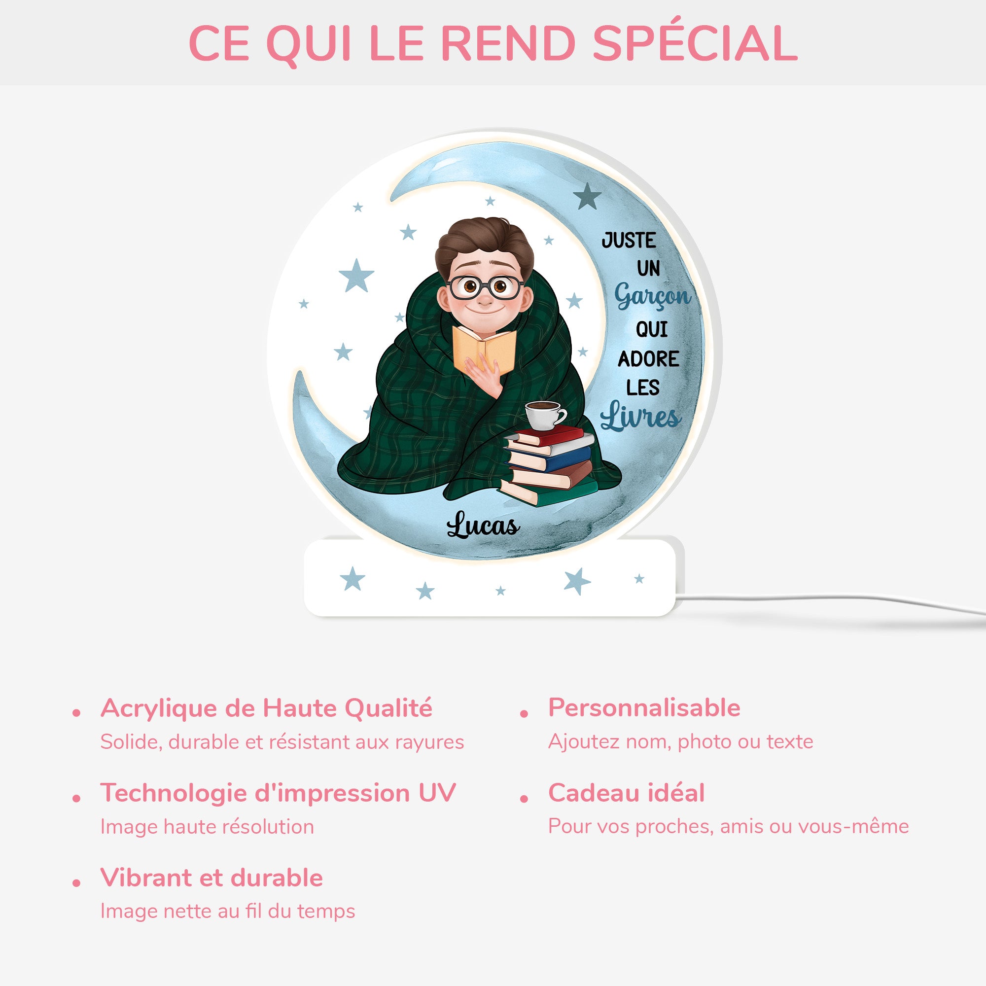 5229LFR4 veilleuse personnalisee juste une fille qui aime les livres 5229lkvtb