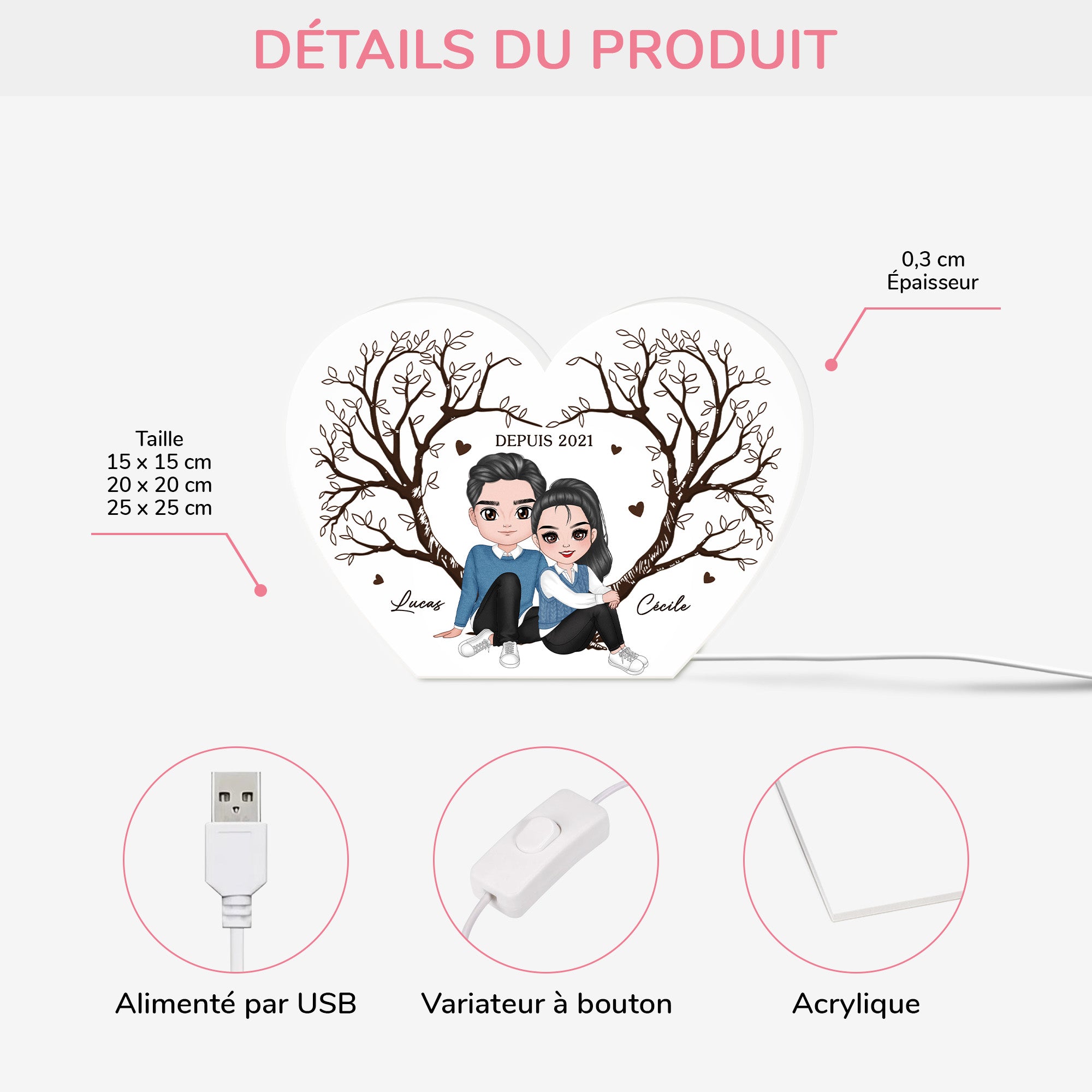 5233LFR3 lightbox personnalisable en couple depuis 5233l8htg