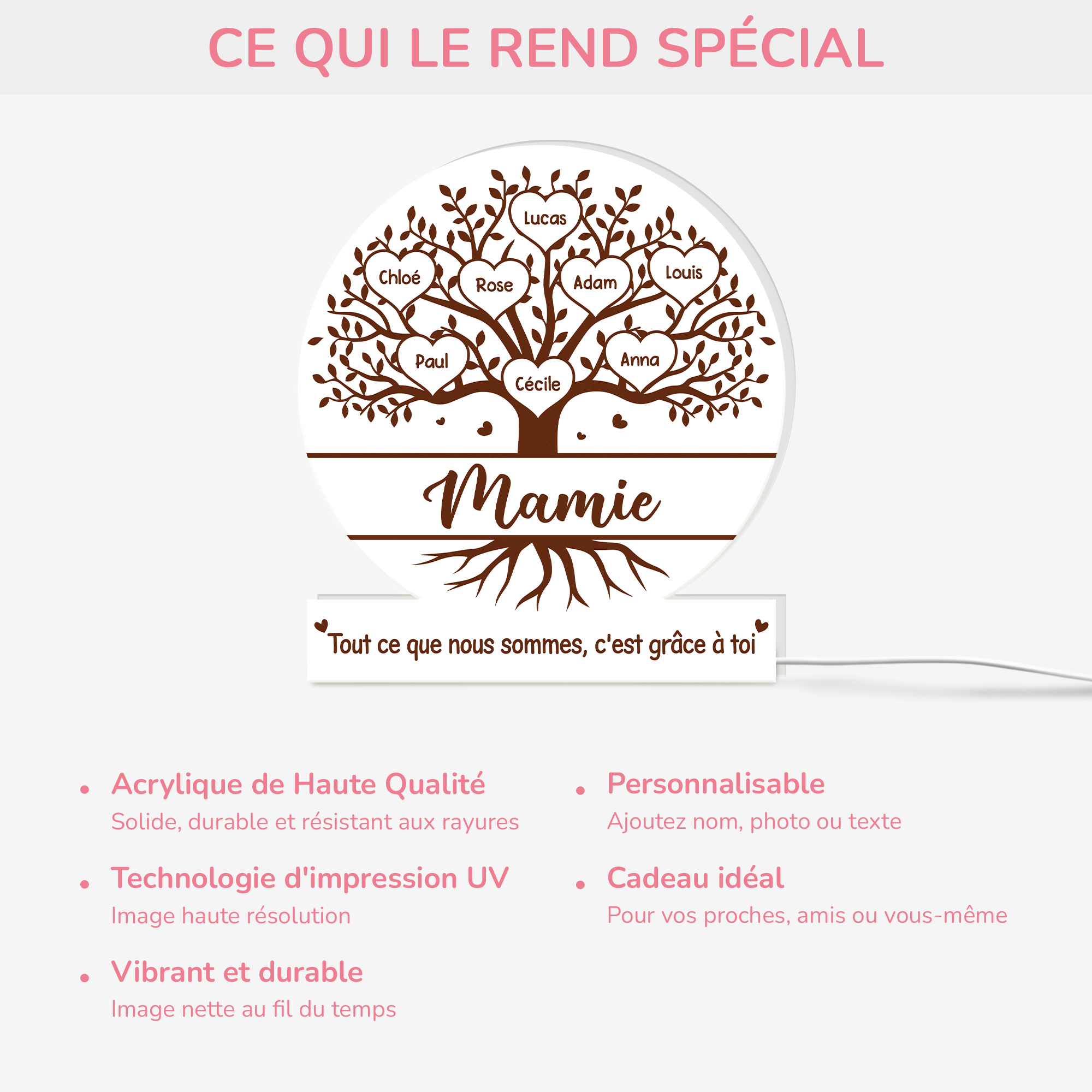 5234LFR4 lightbox personnalisable pour mamie cest grace a toi version arbre 5234lthta