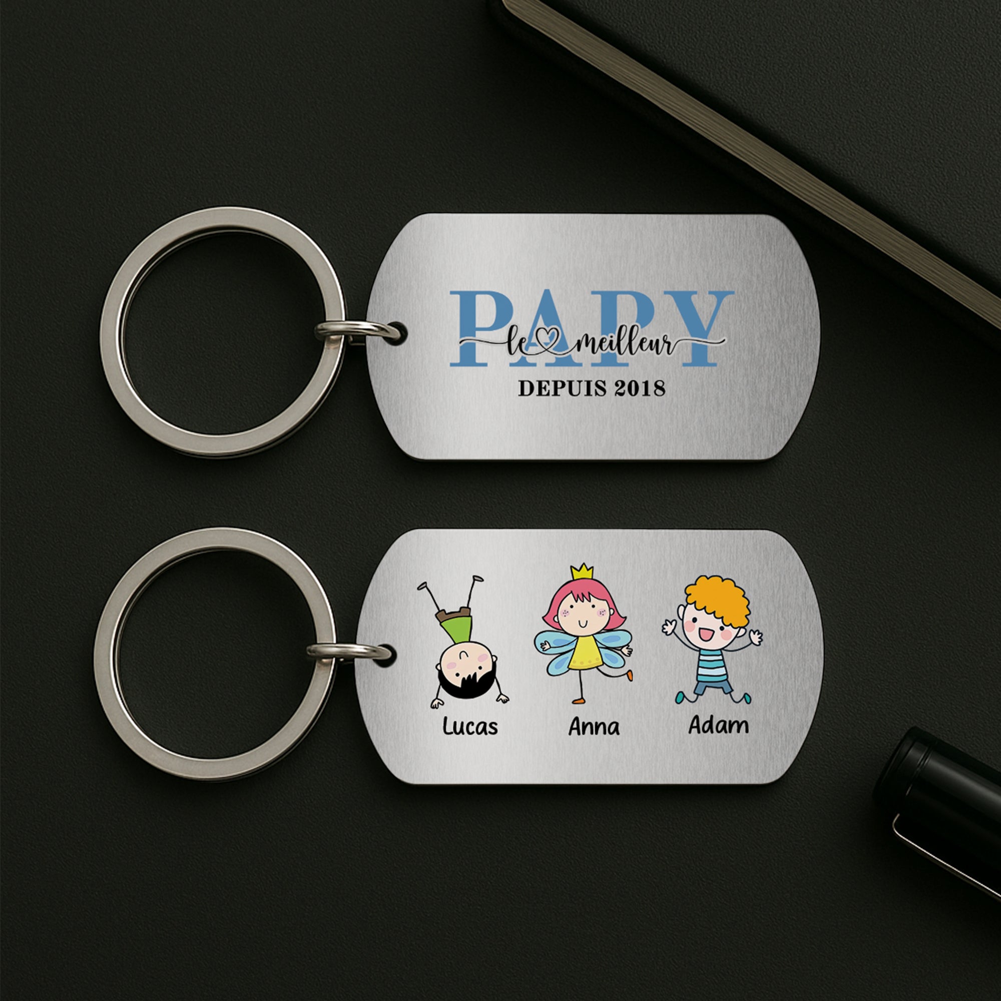 5239JFR2 porte cle aluminium personnalise meilleure maman version bonhommes allumettes 5239j6lna