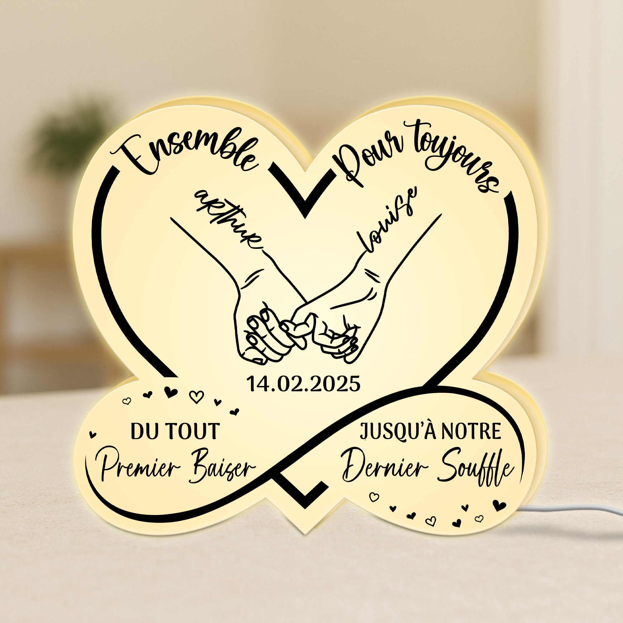 5242LFR1 lightbox personnalisable pour couple ensemble pour toujours version mains 5242l6tma