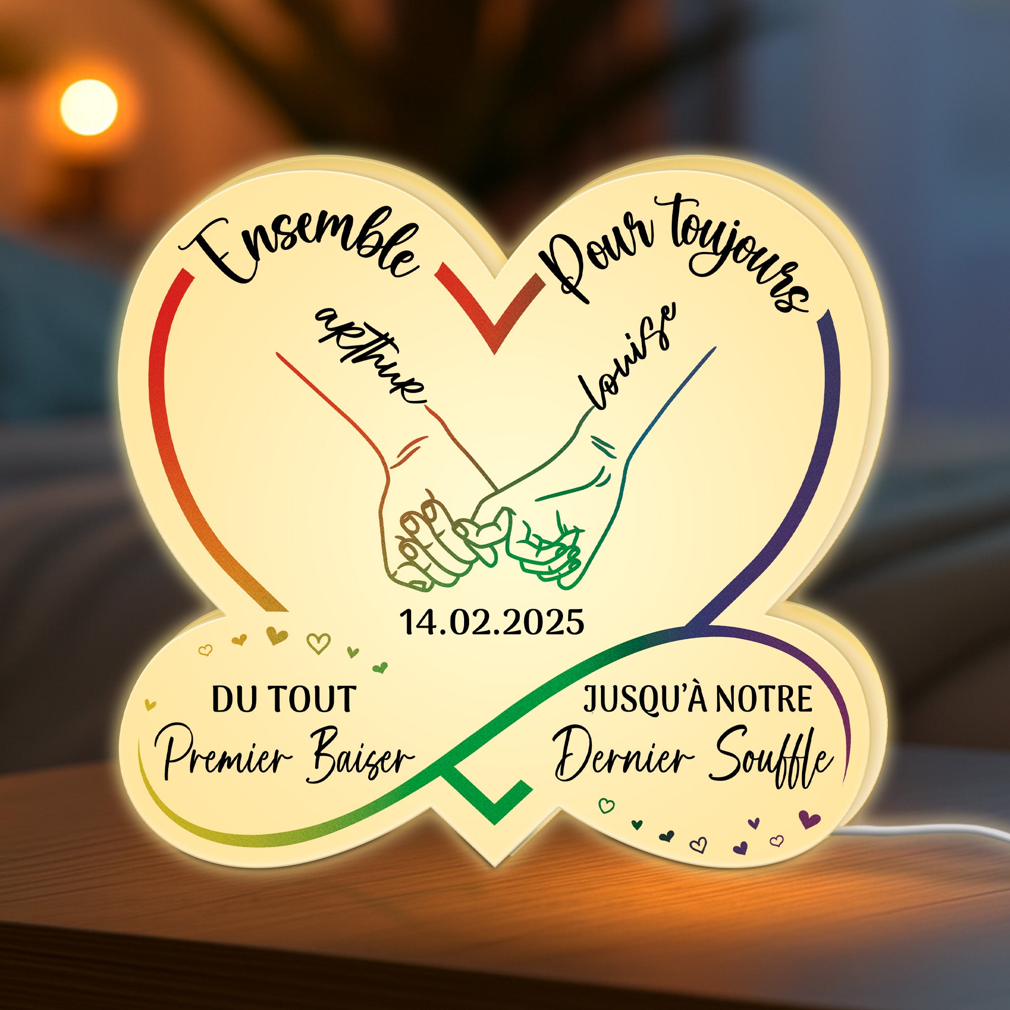 5242LFR2 lightbox personnalisable pour couple ensemble pour toujours version mains 5242l6tma