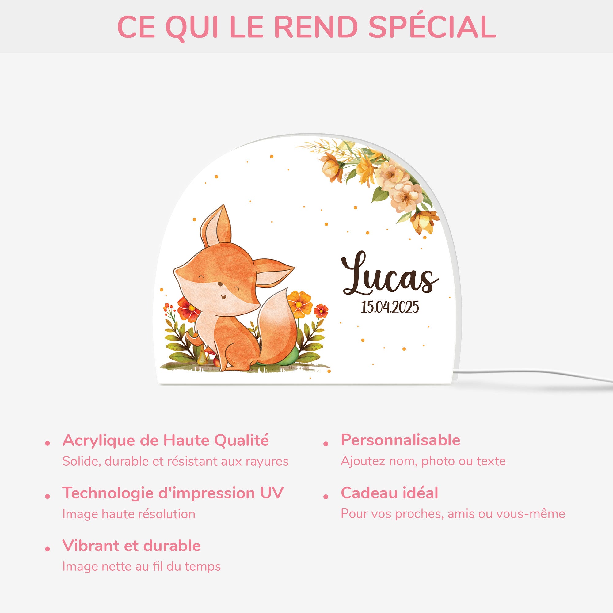 5244LFR4 lightbox personnalisable pour enfant petit cerf 5244l8lzk