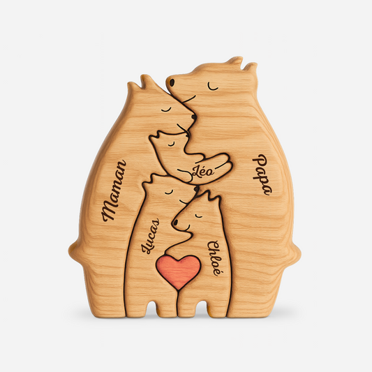 Puzzle ours en bois personnalisé avec 2 à 8 noms de famille personnalisés avec nom de famille - Décoration en bois personnalisée, cadeau pour maman et papa (lapin Puzzle ours en bois personnalisé avec 2 à 8 noms de famille personnalisés avec nom de famille - Décoration en bois personnalisée, cadeau pour maman et papa (lapin