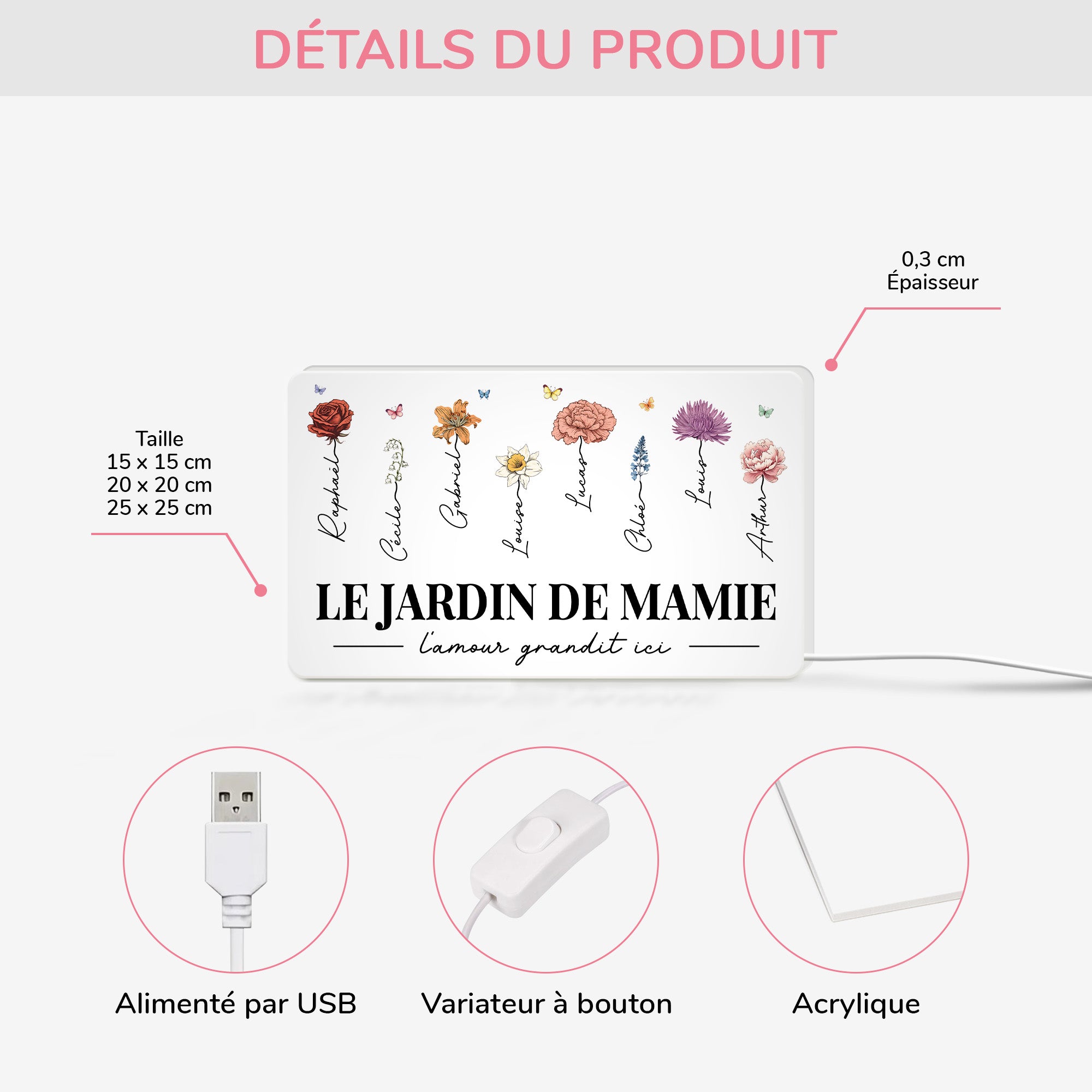 5249LFR3 lightbox personnalisable le jardin de mamie 5249l
