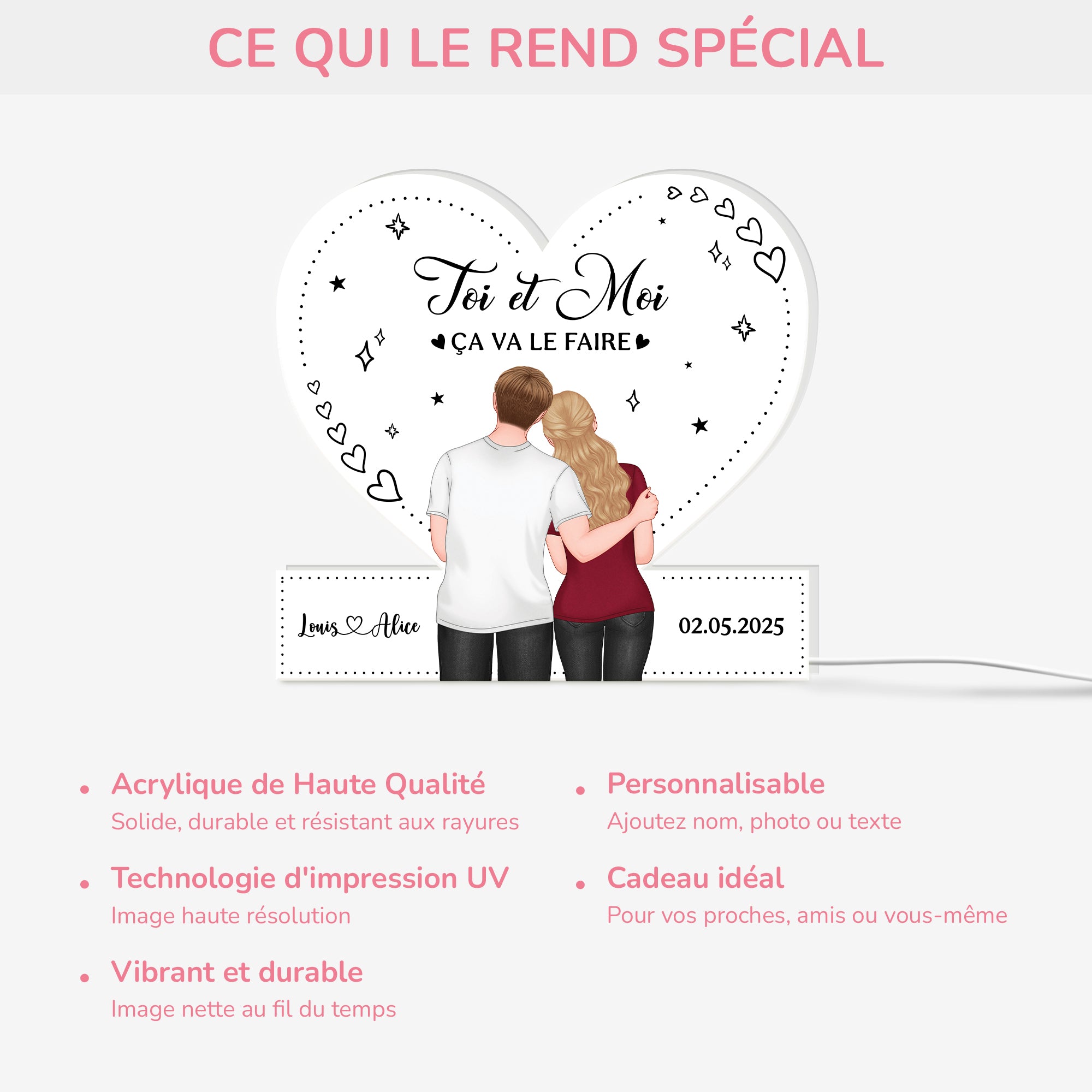 5250LFR4 lightbox personnalisable pour couple toi et moi 5250ltlng