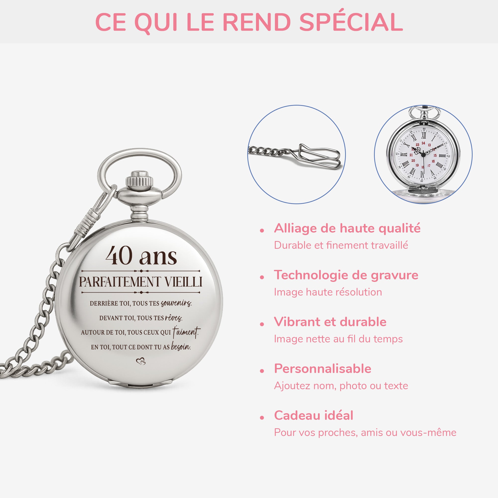 5263OFR4 montre de poche personnalisable pour anniversaire parfaitement vieilli 5263o3vmb