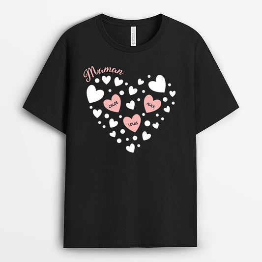 5264AFR1 tee shirt personnalise maman et ses petites coeurs 5264a3yaa