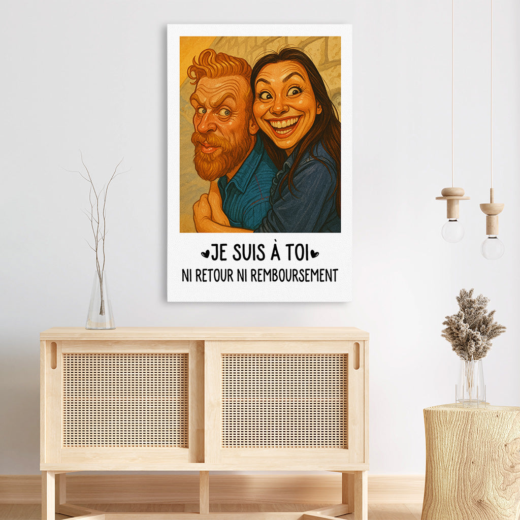 5273CFR3 toile personnalisee couple humour ni retour ni remboursement 5273c3m5g