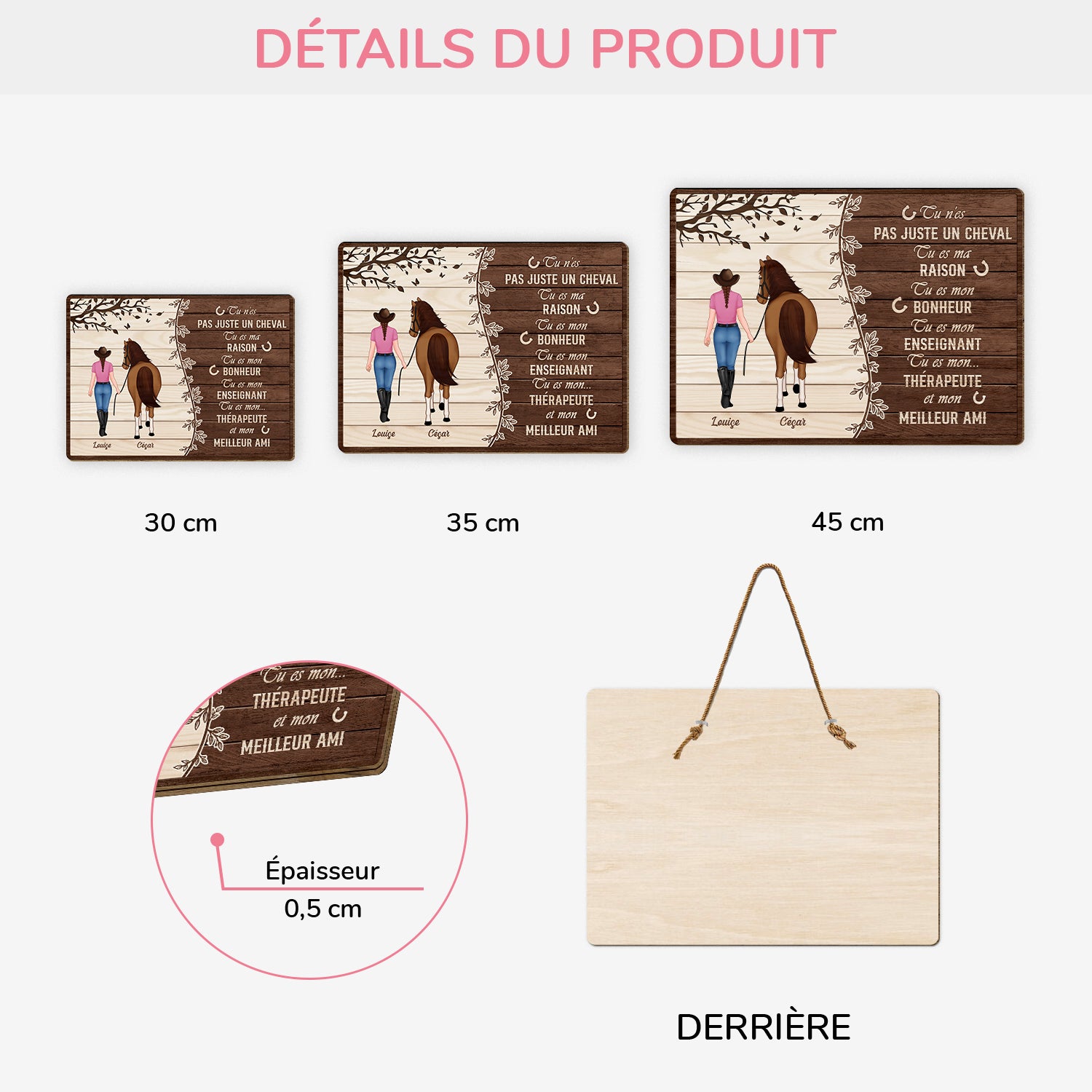 5299QFR3 plaque en bois personnalisee pour femme pas juste un cheval 5299qtvzu