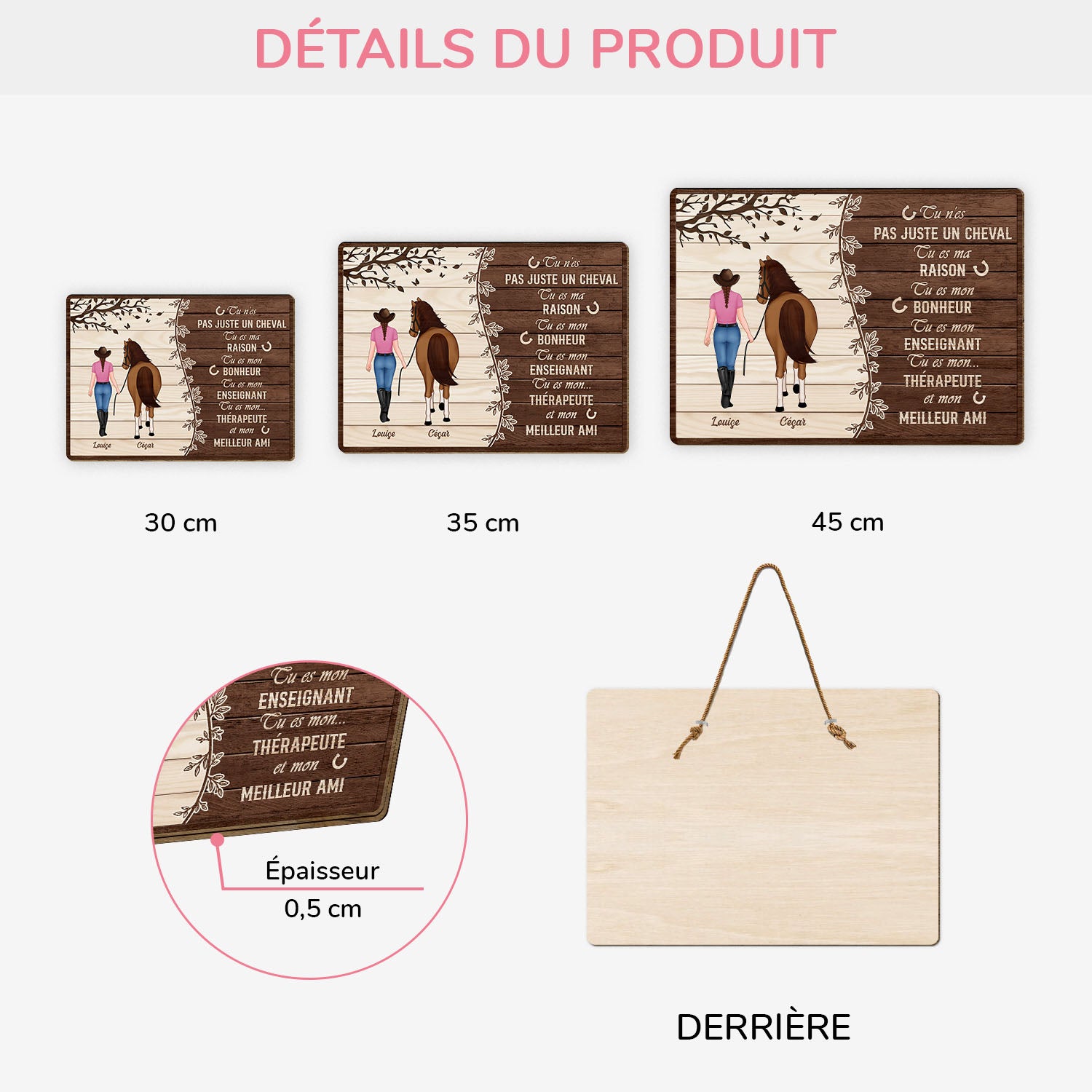 5299QFR3 plaque en bois personnalisee pour femme pas juste un cheval 5299qtvzu_c48e4441 51eb 4402 bd60 1fe215532628