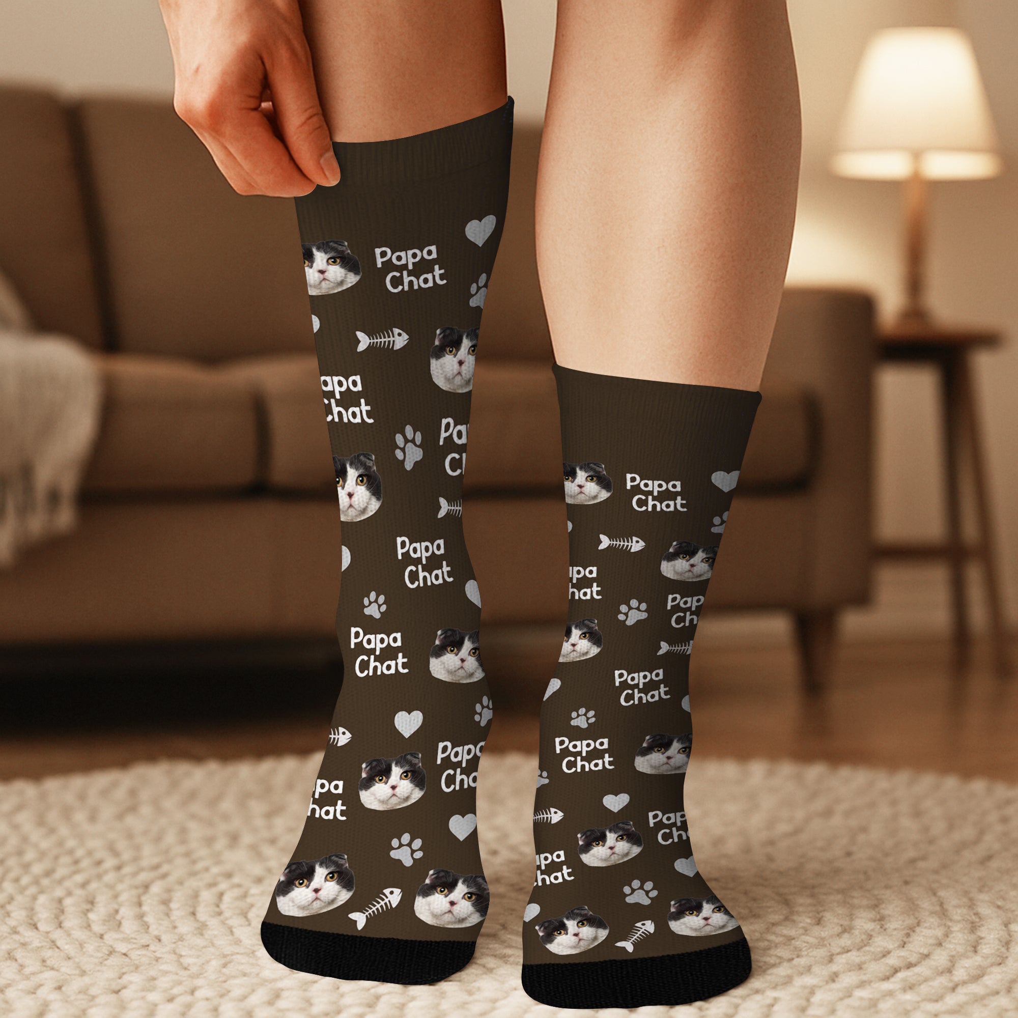 5300JFR3 chaussettes personnalisees avec tete de chat maman chat 5300jtqnd