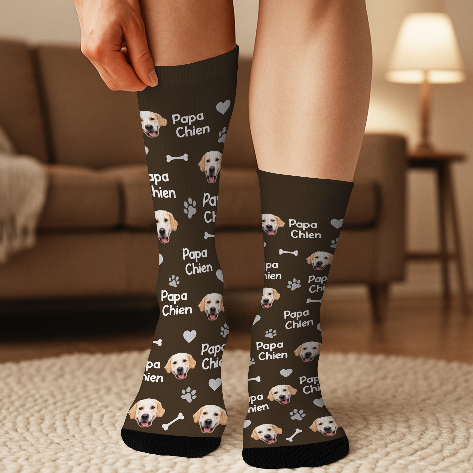 5300JFR3 chaussettes personnalisees avec tete de chien maman chien 5300jtqnc