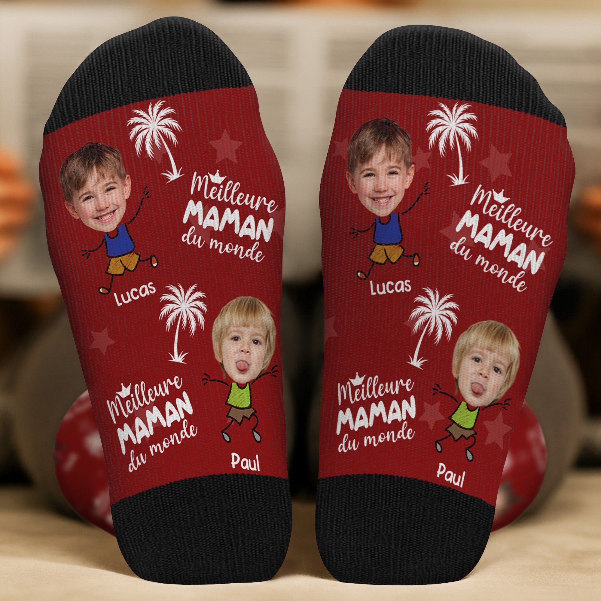 5305JFR2 chaussettes personnalisees avec visage meilleure maman 5305j8kta