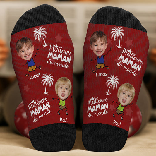 5305JFR2 chaussettes personnalisees avec visage meilleure maman 5305j8kta