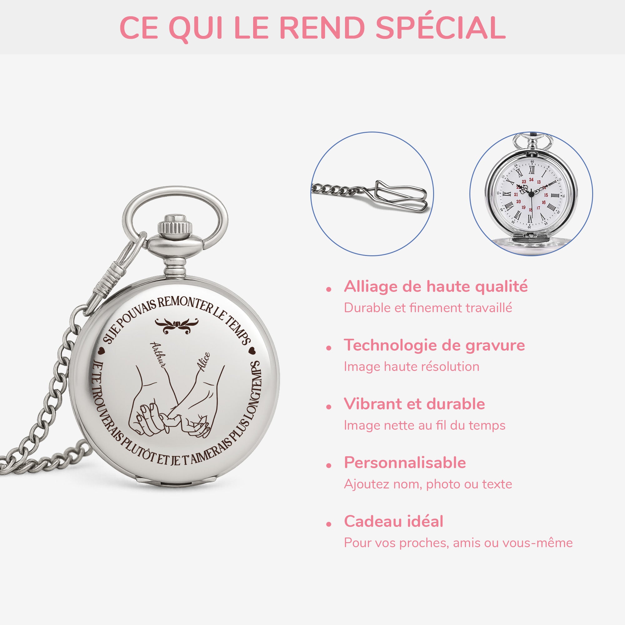5334OFR4 montre de poche personnalisable couple si je pouvais remonter le temps 5334otq5g