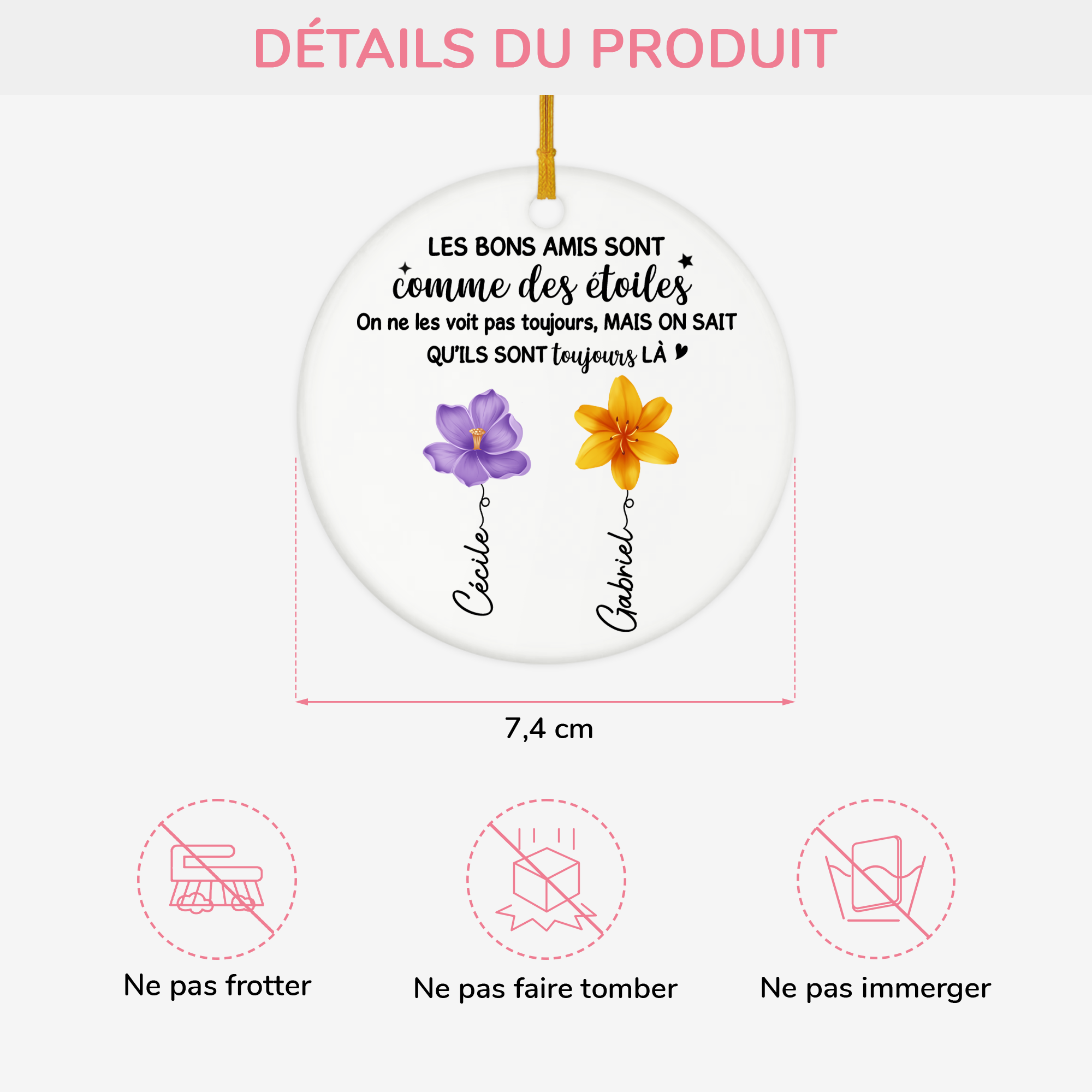 5342OFR3 ornement ceramique personnalise bonnes amies comme des etoiles 5342okv0f