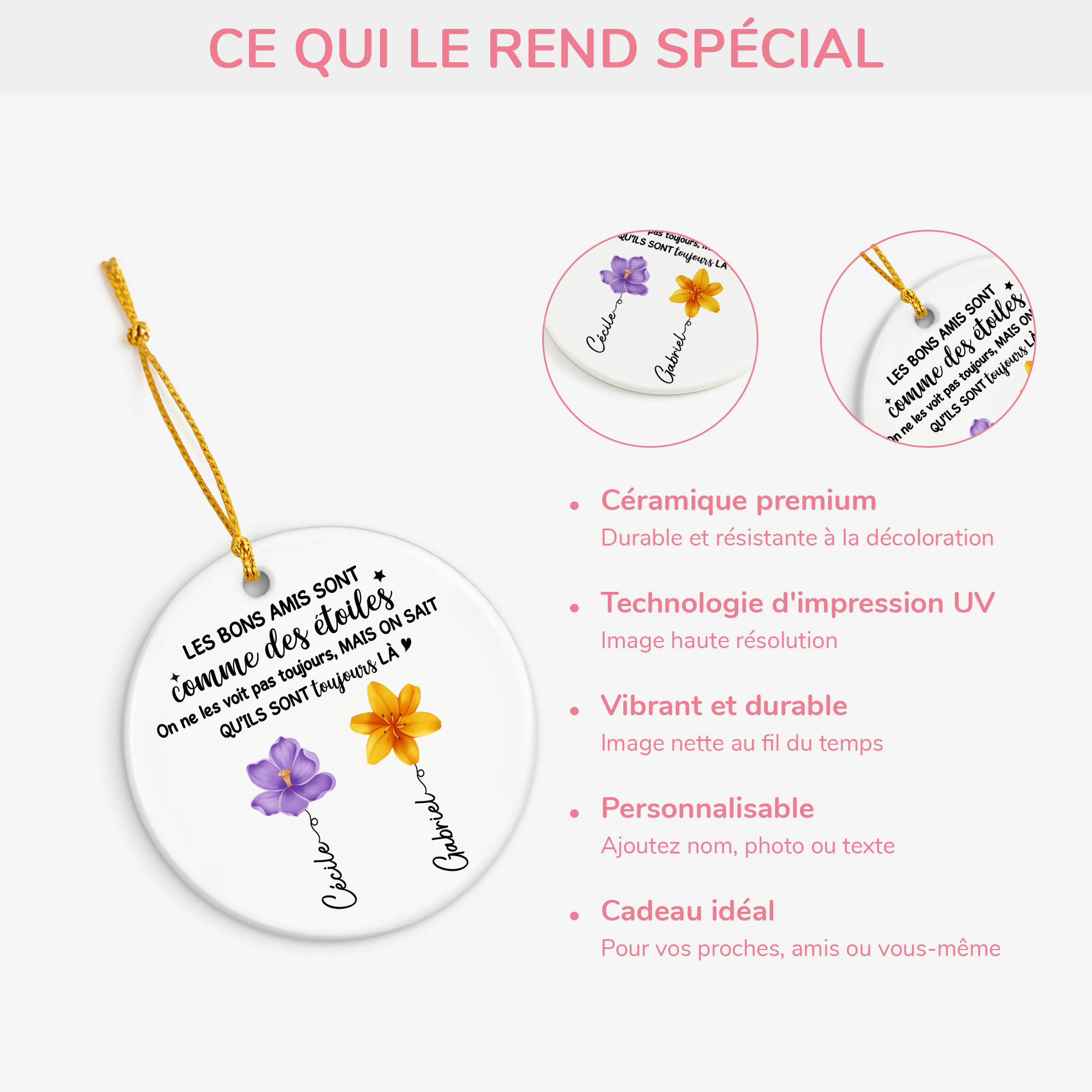 5342OFR4 ornement ceramique personnalise bonnes amies comme des etoiles 5342okv0f