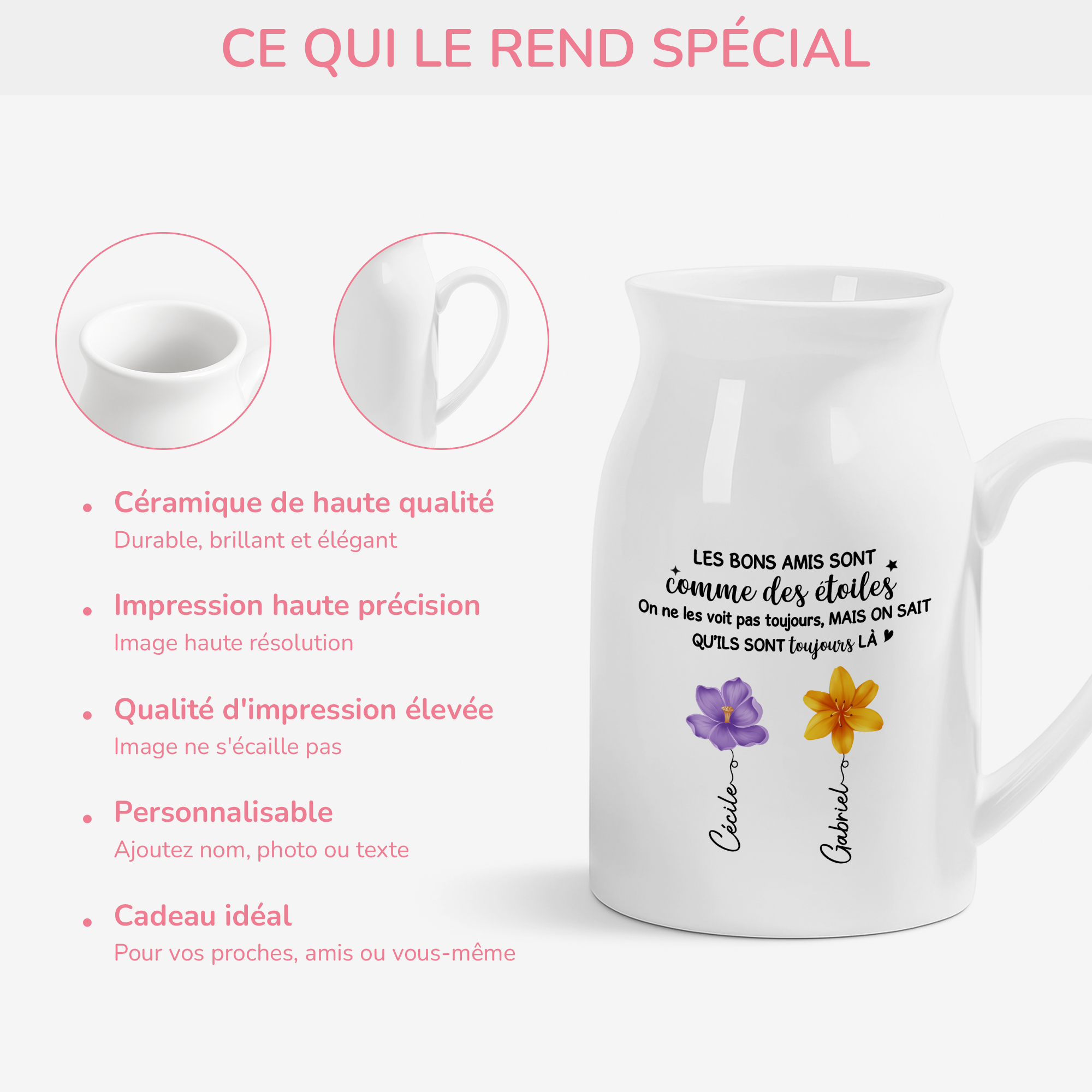 5342OFR4 vase personnalise bonnes amies comme des etoiles 5342okv0f