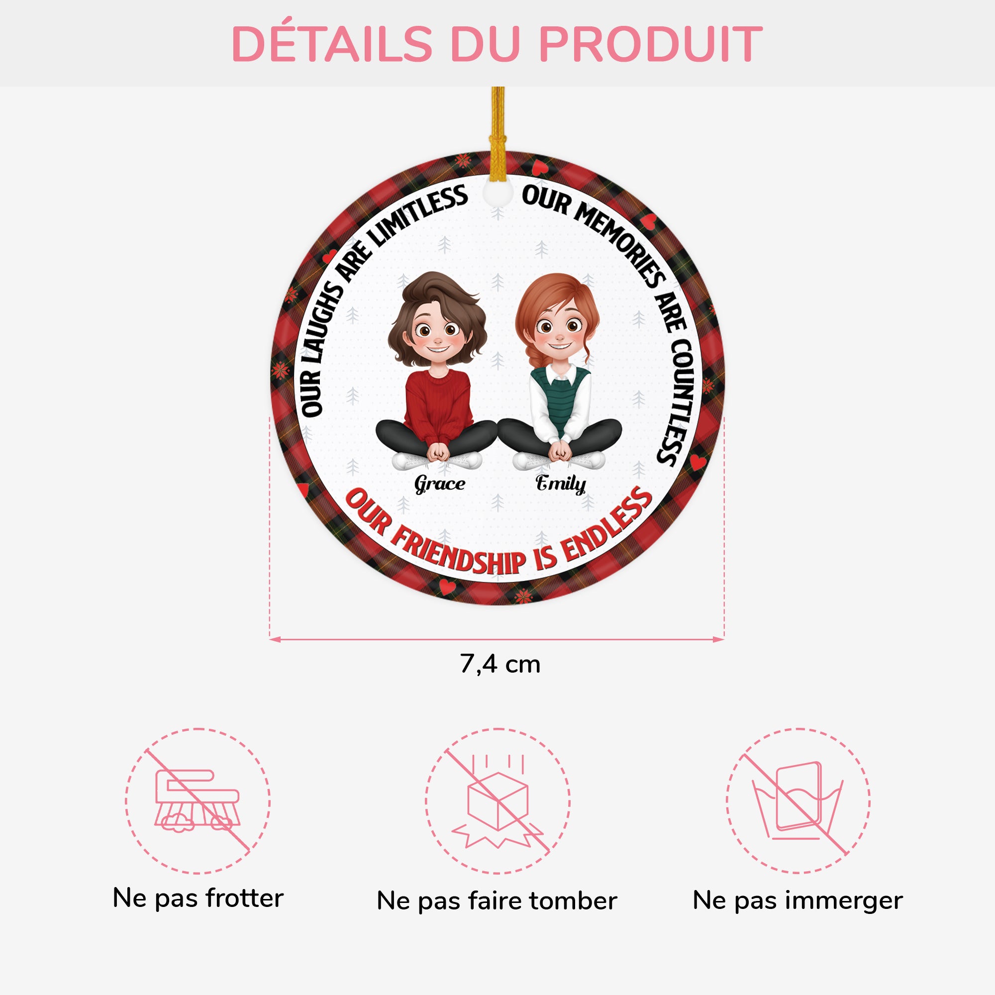 5345OFR3 ornement ceramique personnalise amitie eternelle 5345o8zcf