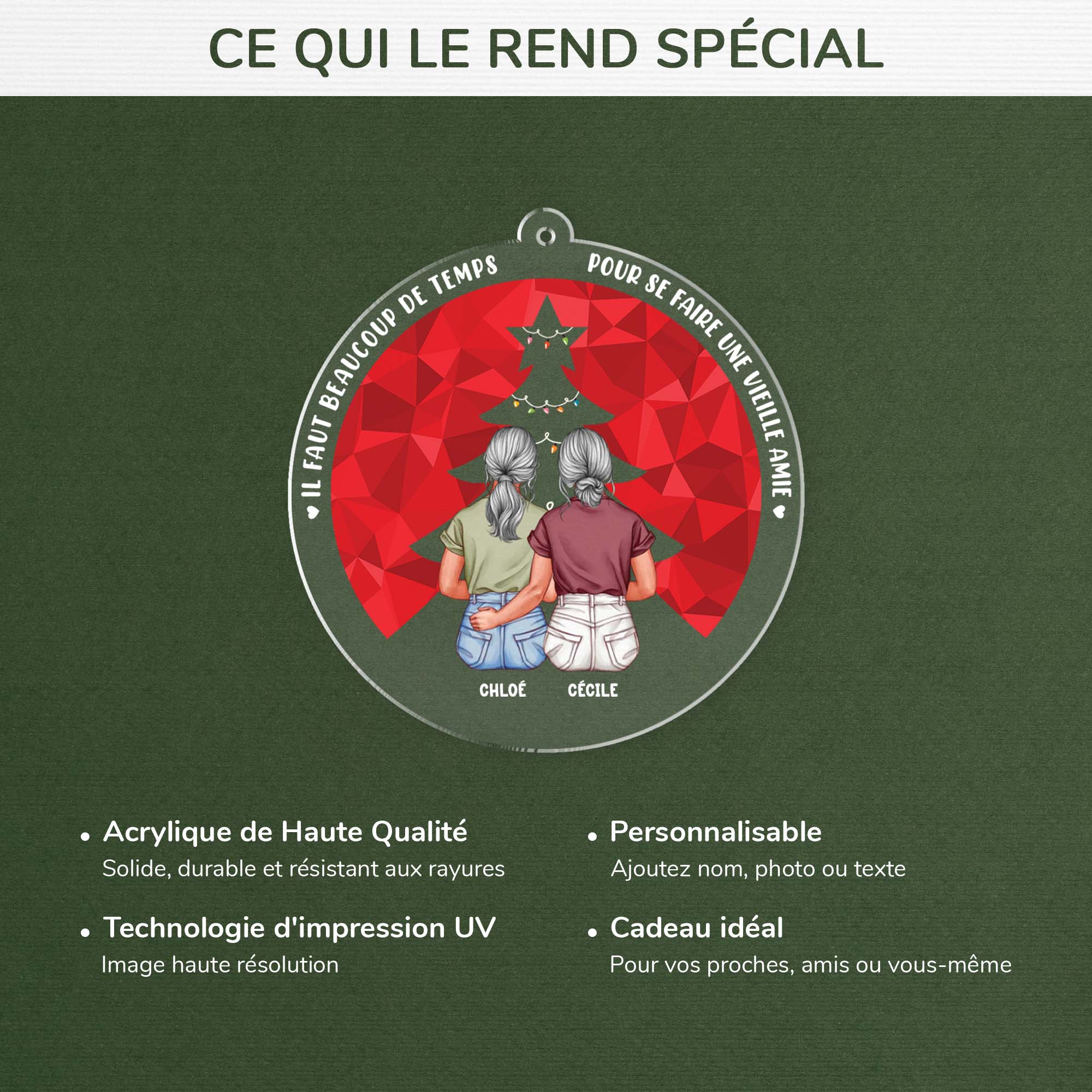 5346OFR4 ornement acrylique personnalise beaucoup de temps faire grandir une vieille amitie noel 5346okq5f