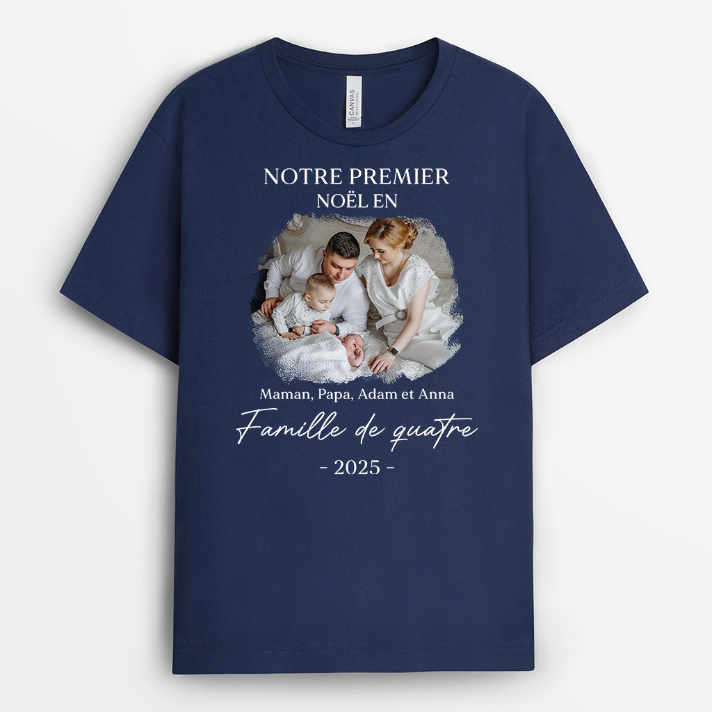 Tee Shirt Personnalisé Famille Premier Noël en Famille de Trois