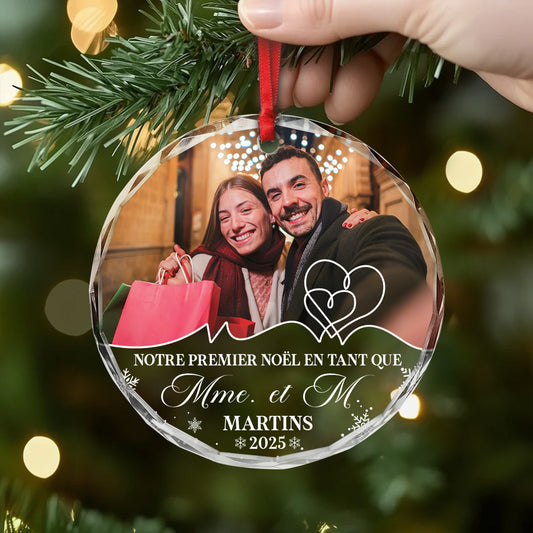 5355OFR2 ornement en verre personnalise pour couple notre premier noel couple 5355otlqg