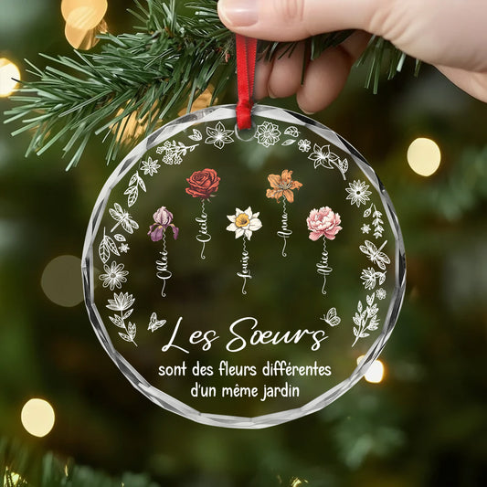 5356OFR2 ornement en verre personnalise les soeurs sont des fleurs differentes dun meme jardin 5356otqme_77688081 9bfd 42de a110 e17f8b468ebe